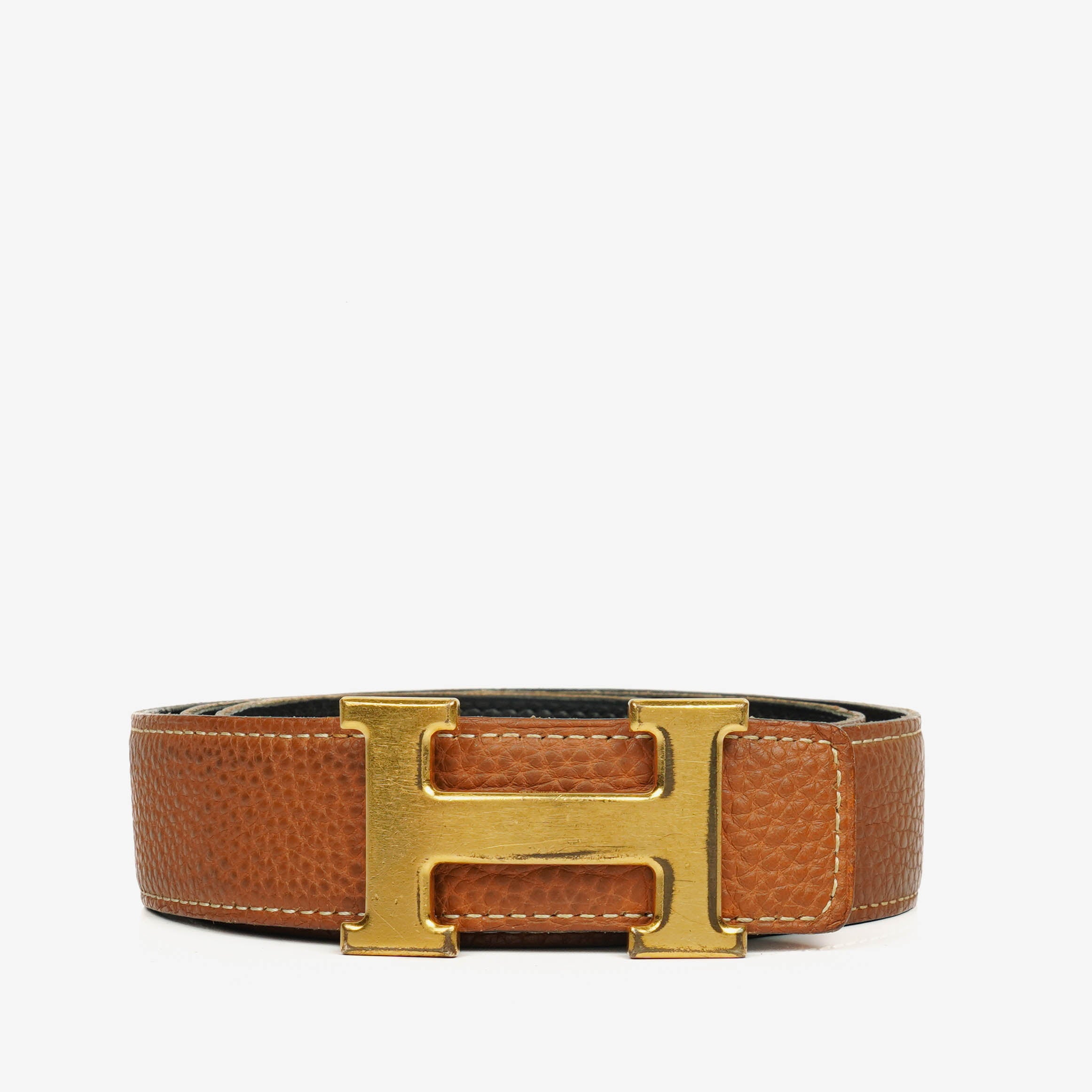 Hermes Black/Gold Togo H 30mm Belt 85