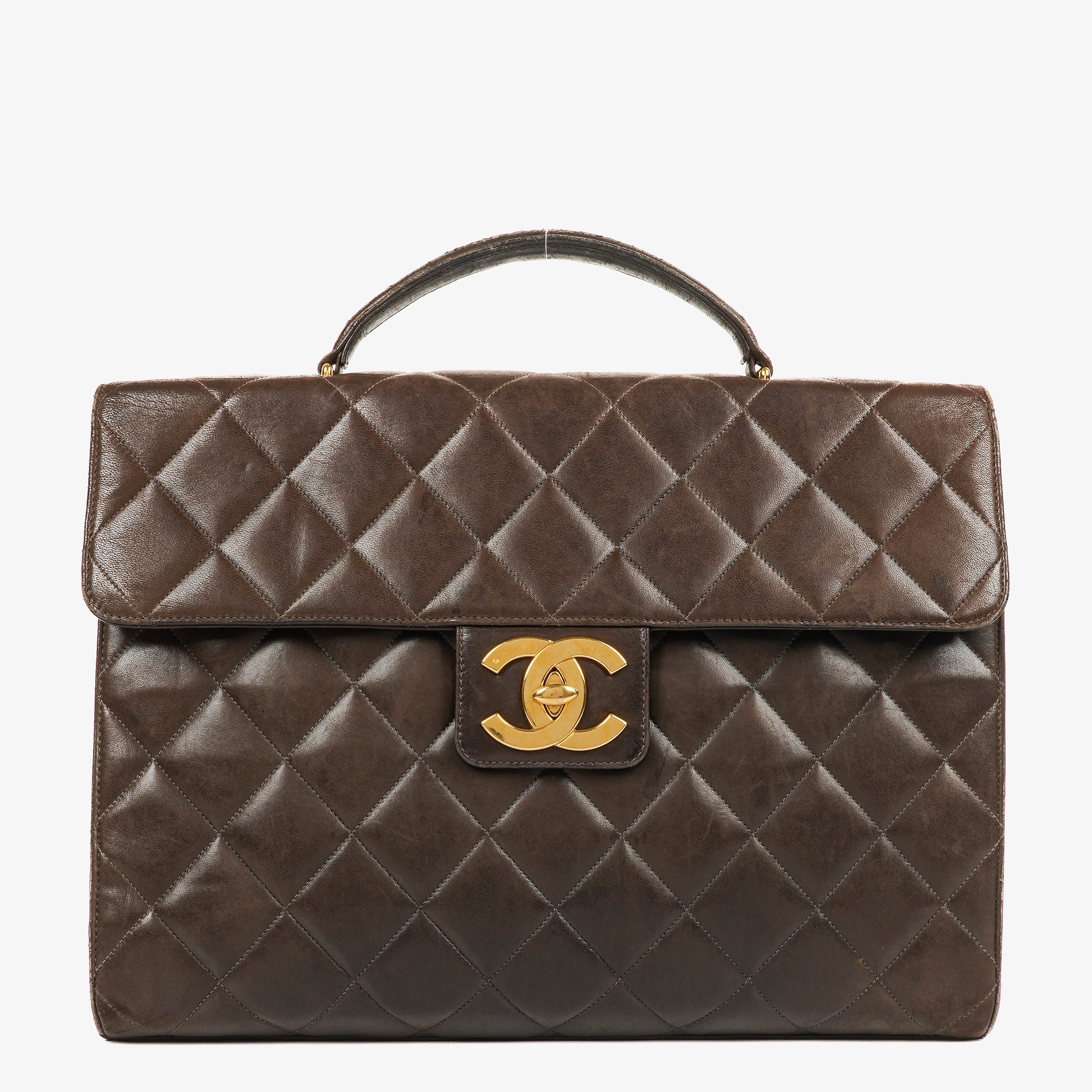 Chanel CC Maxi Logo Dark Brown Briefcase