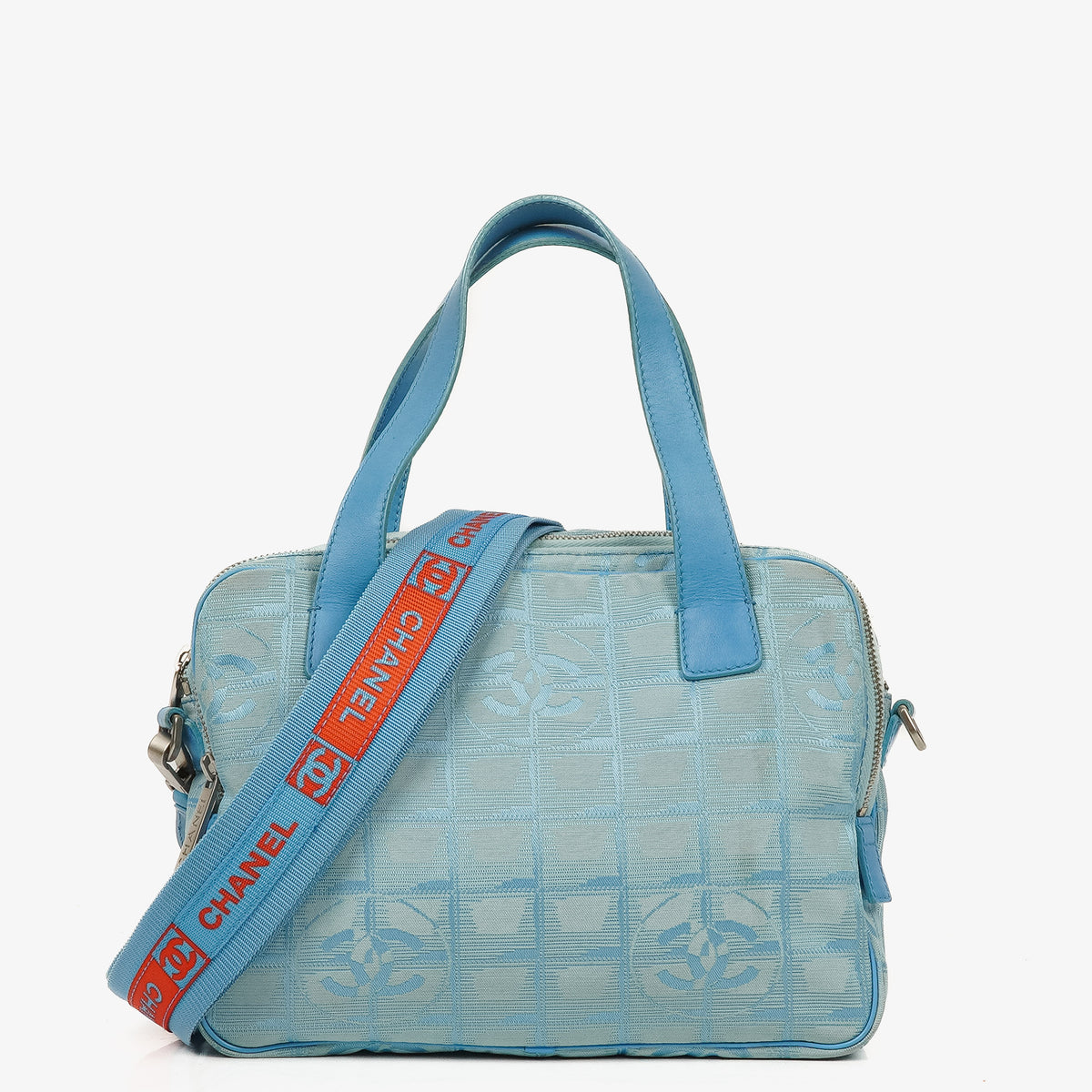 Chanel Travel Line Light Blue Nylon CC Logo Bag