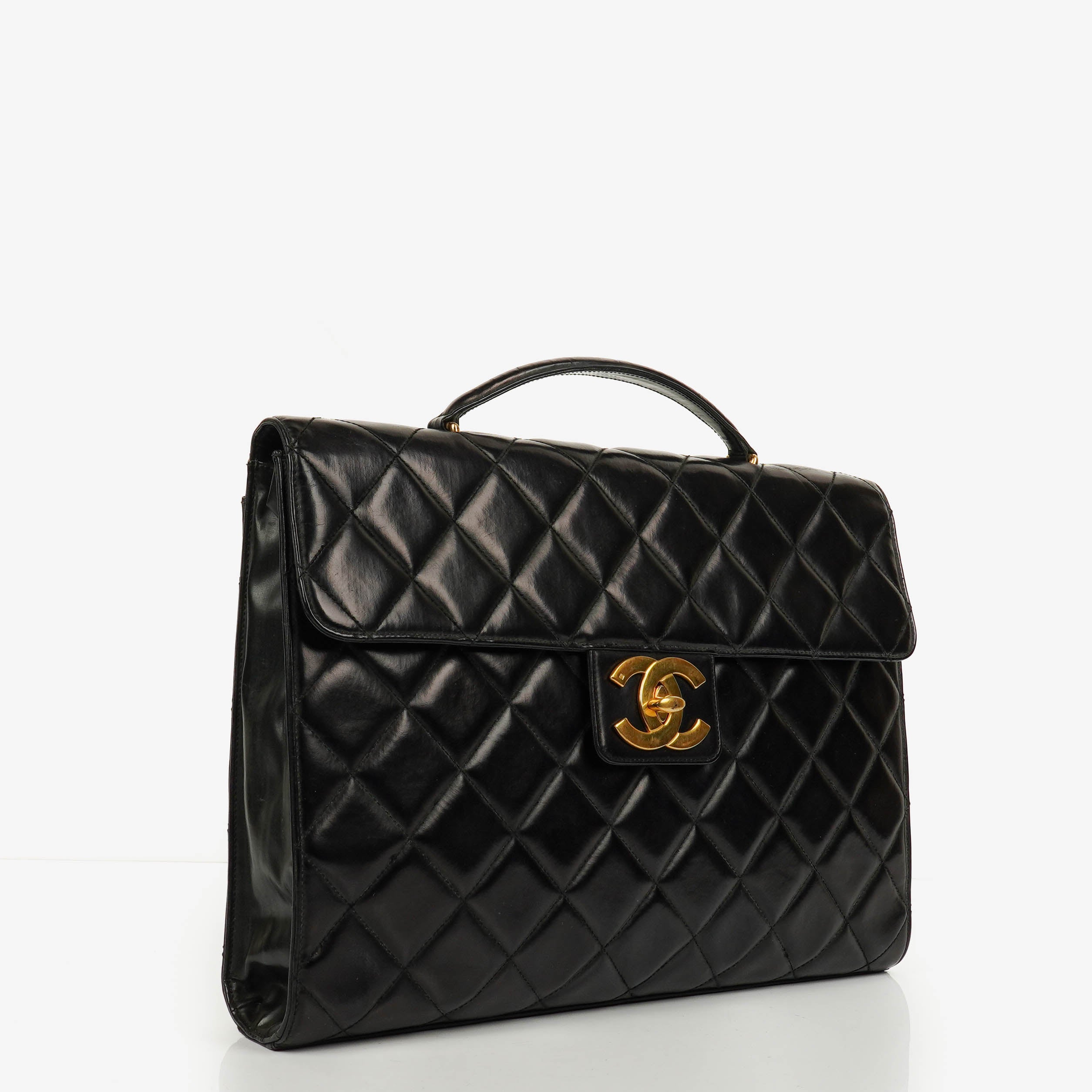 Chanel CC Maxi Logo Schwarze Aktentasche
