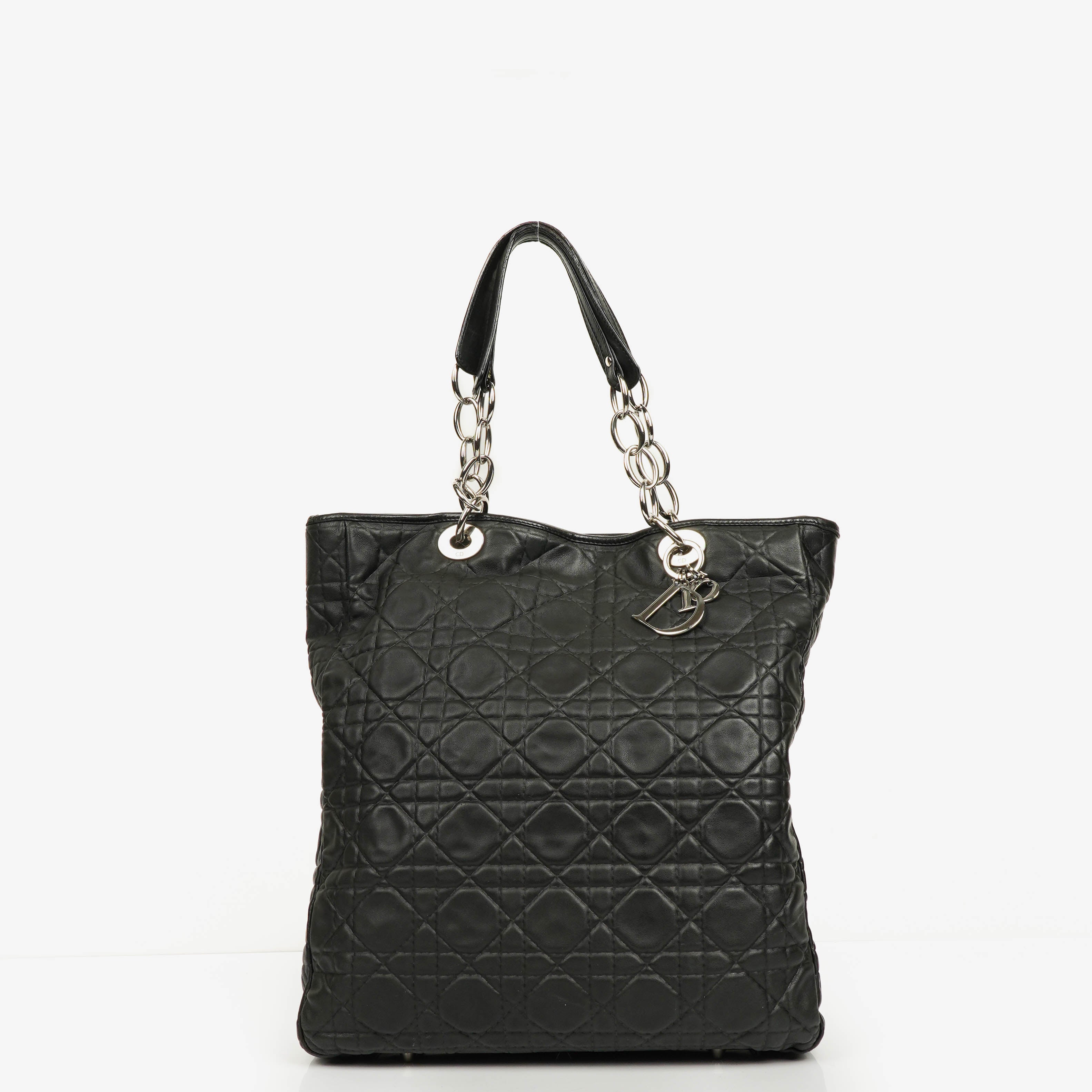 Christian Dior Black Leather Soft Shopping Tote