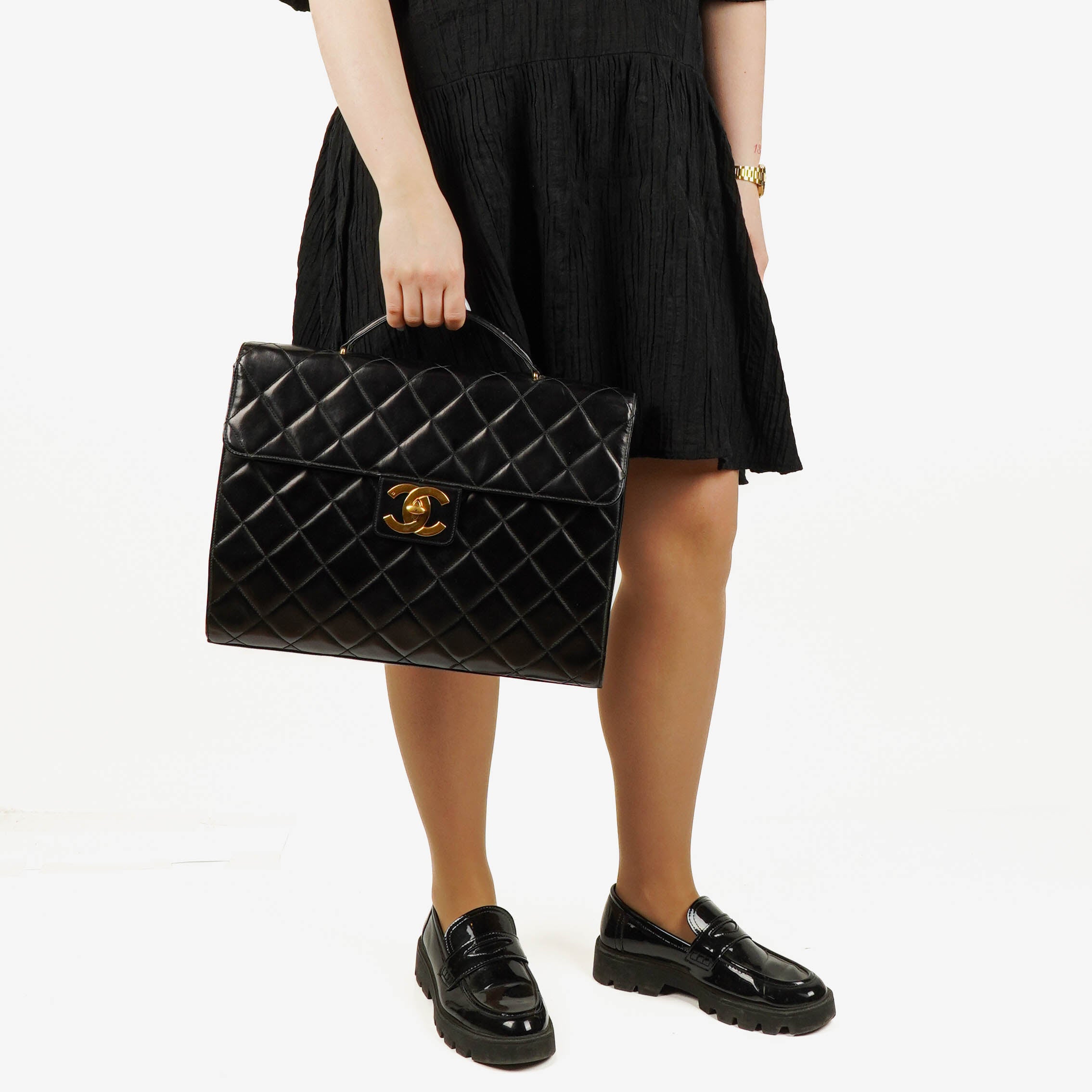 Chanel CC Maxi Logo Black Briefcase