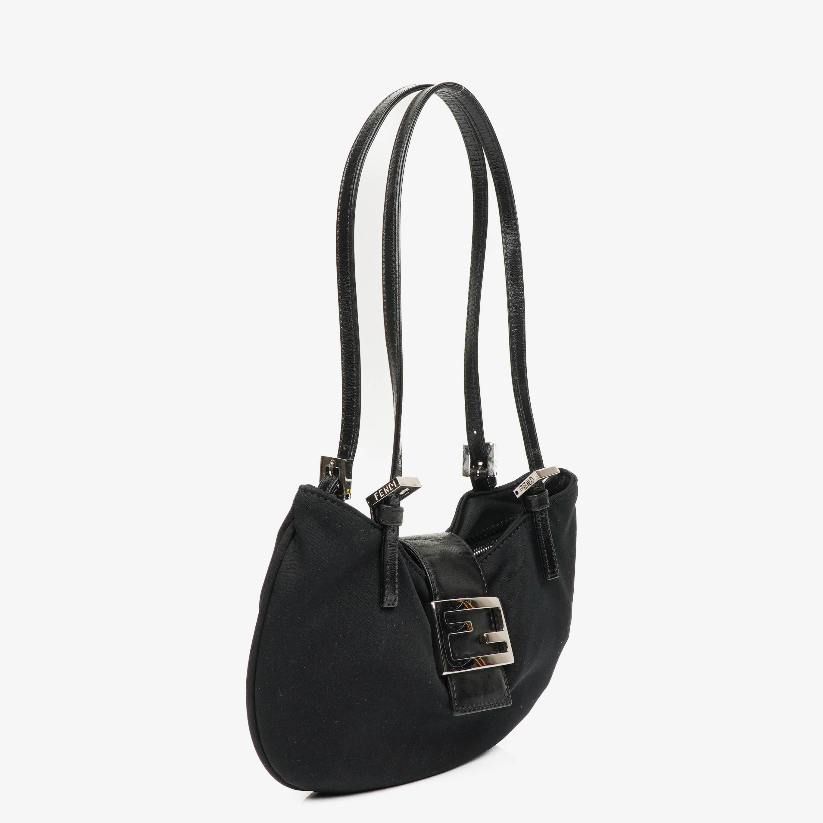 Fendi Vintage Neoprene Black Half-Moon Hobo Bag