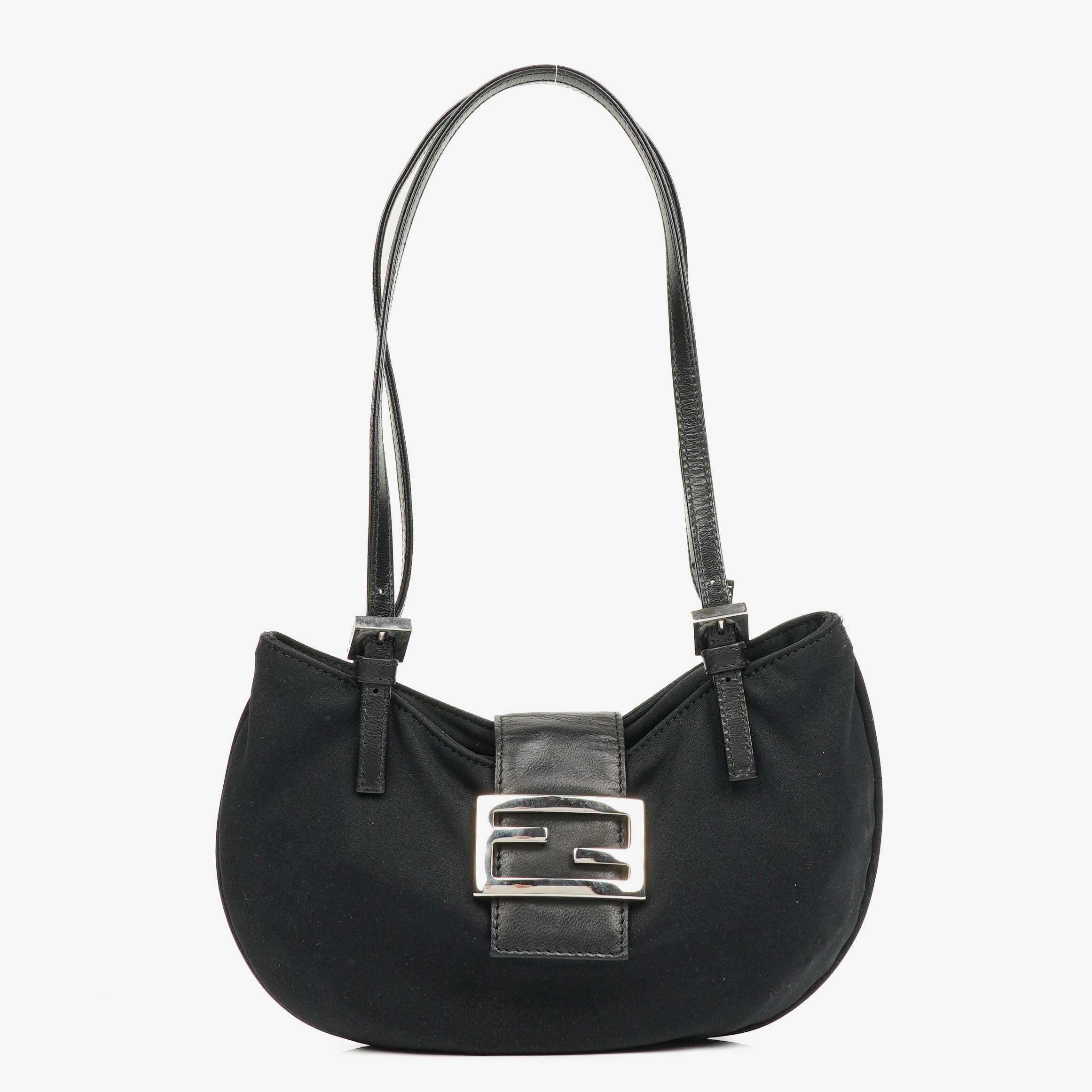 Fendi Vintage Neoprene Black Half-Moon Hobo Bag