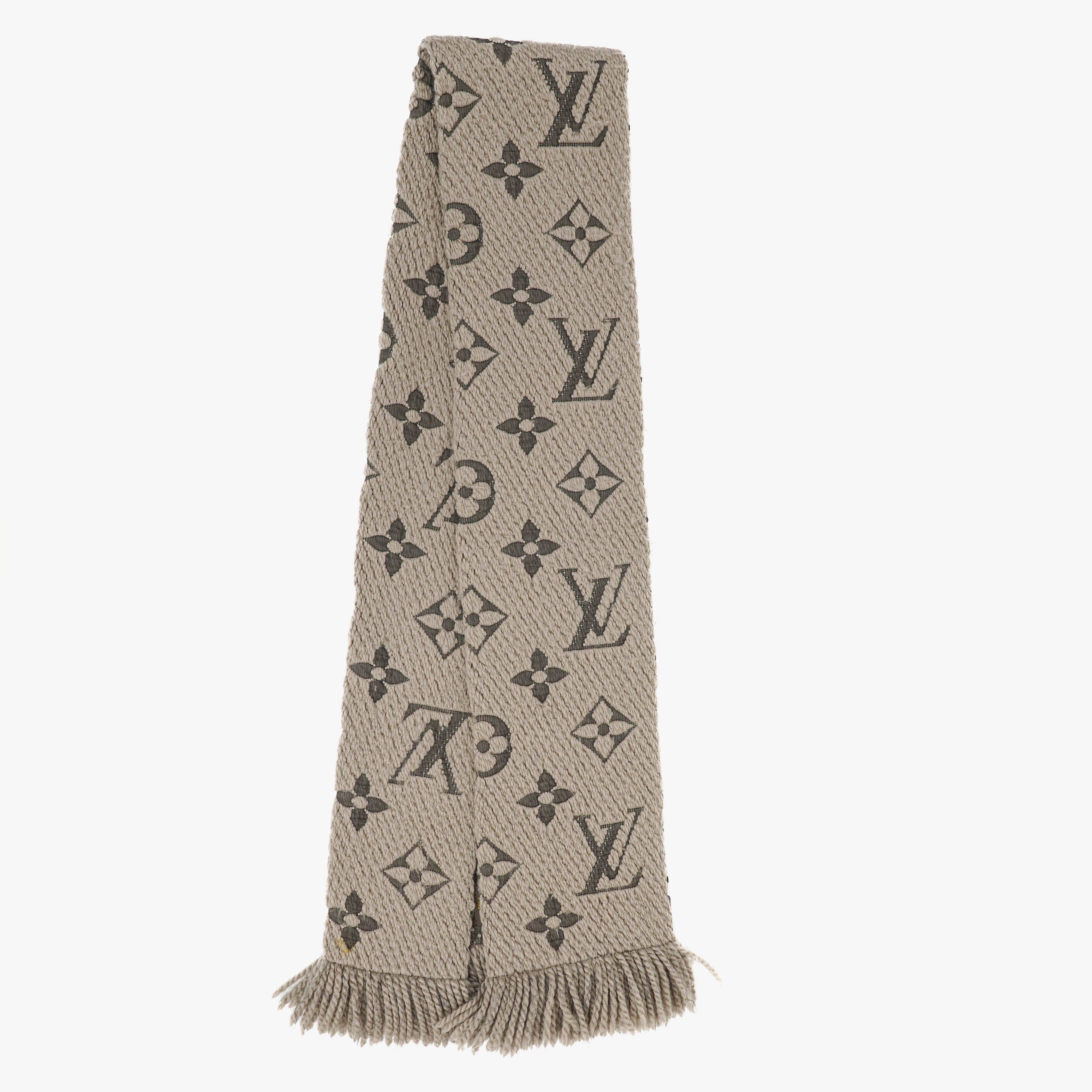 Louis Vuitton Logomania Wool Silk Scarf Grey