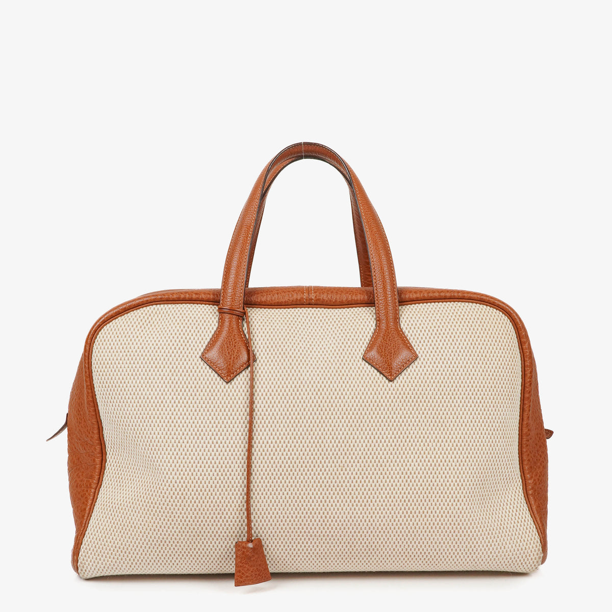 Hermes Victoria I 43 Toile Clemence Leather Travel Bag
