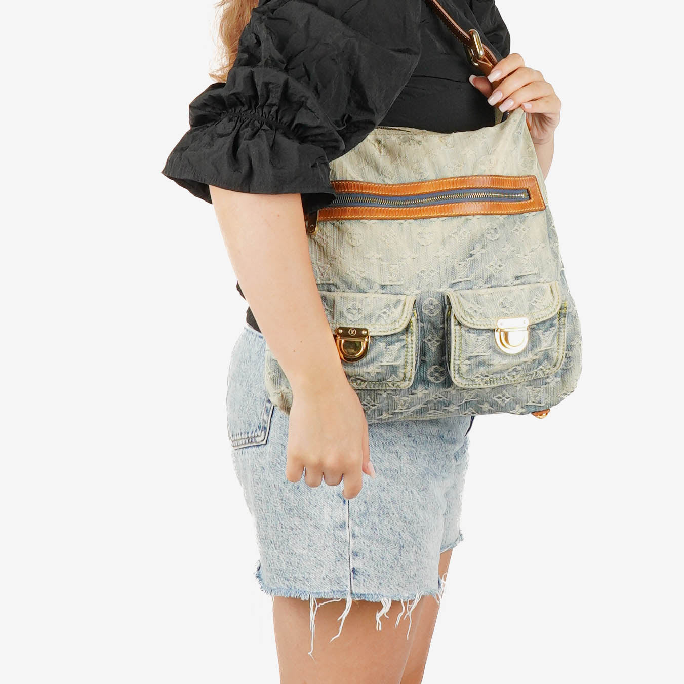 Louis Vuitton Baggy GM Monogram Denim Shoulder Bag