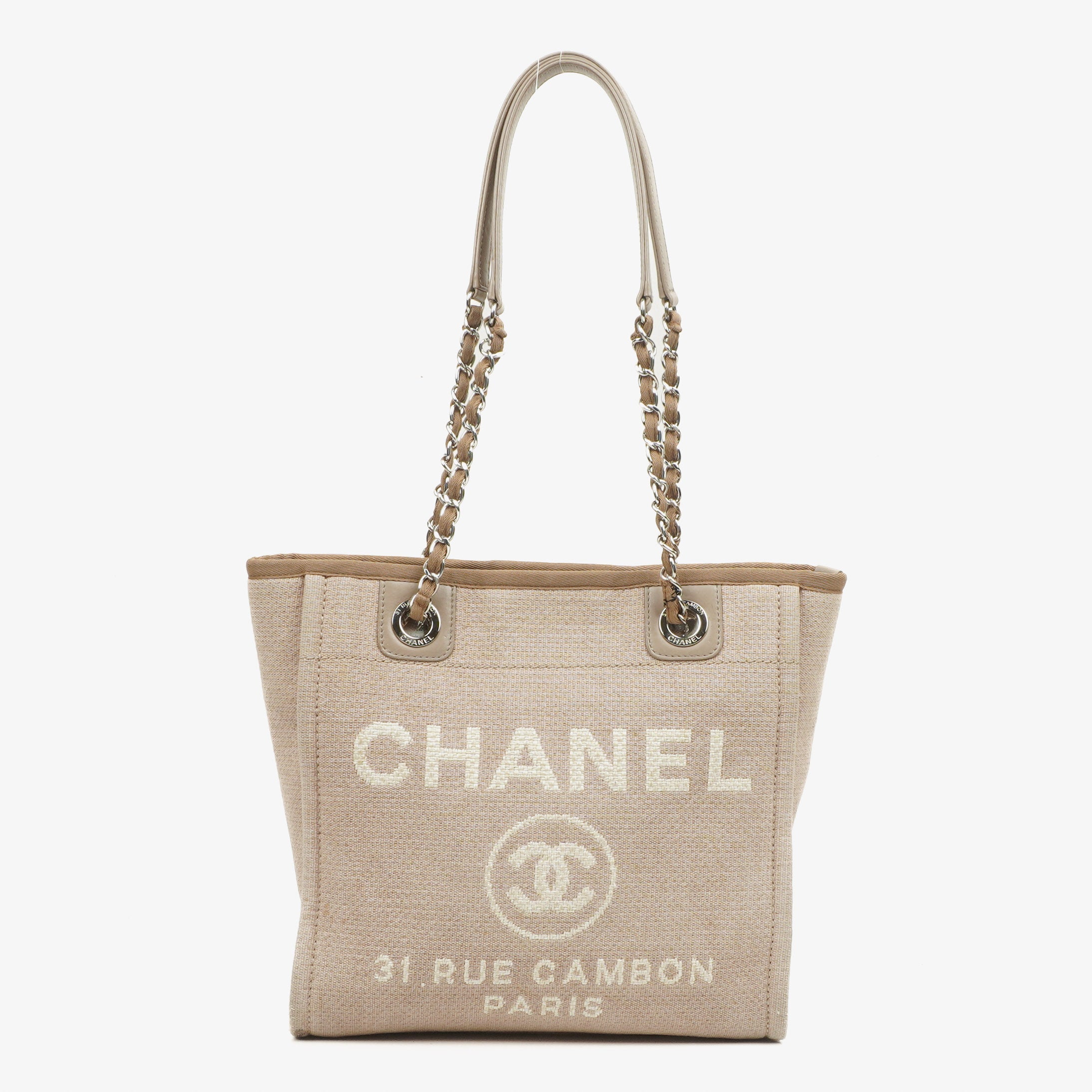 Chanel Beige Canvas North/South Deauville Einkaufstasche