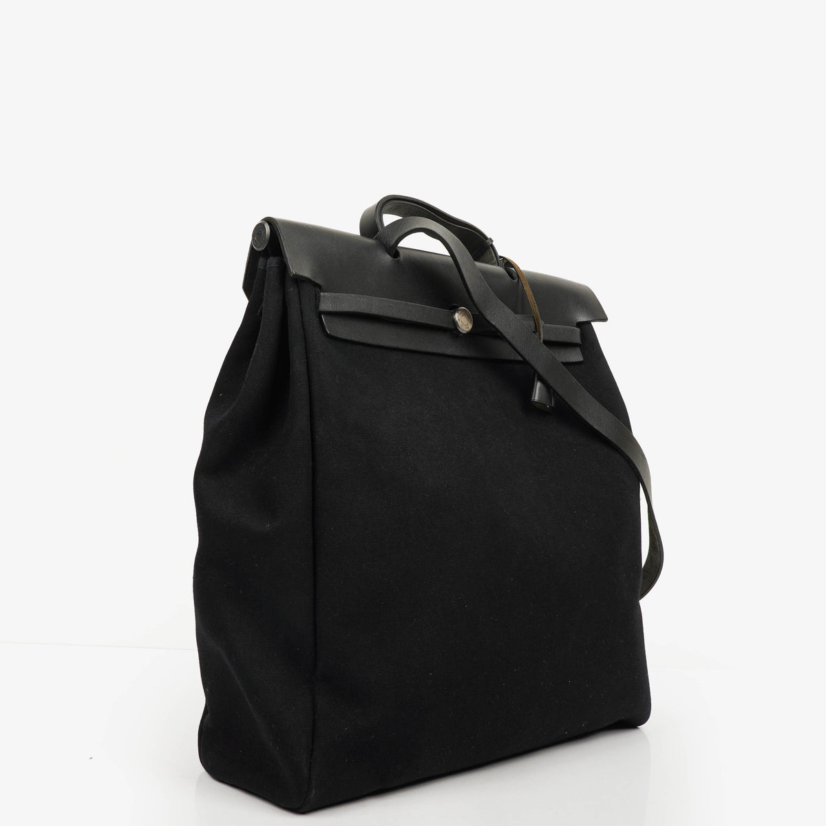 Hermes Herbag Canvas Vache Hunter Black 2 In 1 Bag
