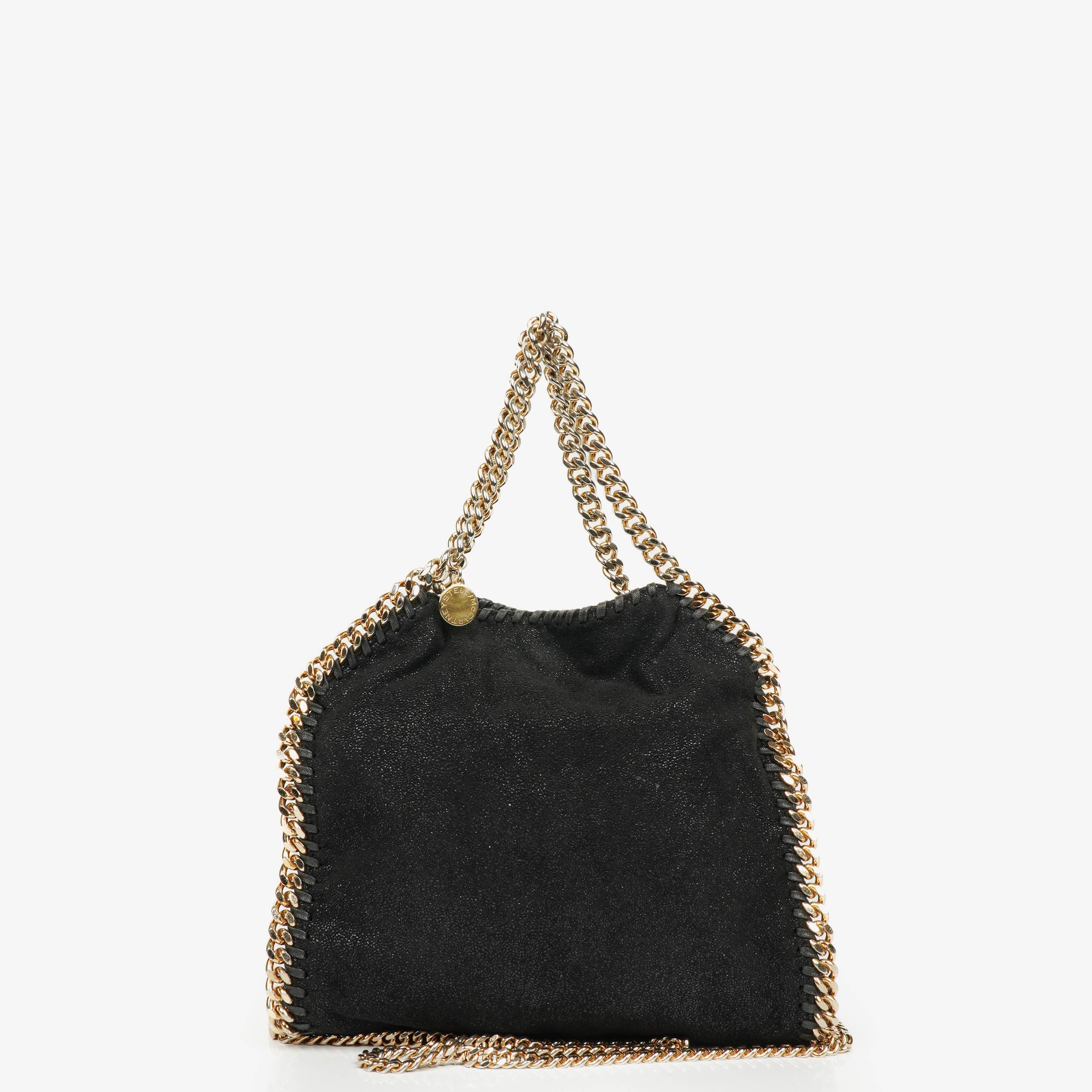 Stella McCartney Falabella Mini Tote Black Vegan Shaggy Deer Fold Over Bag