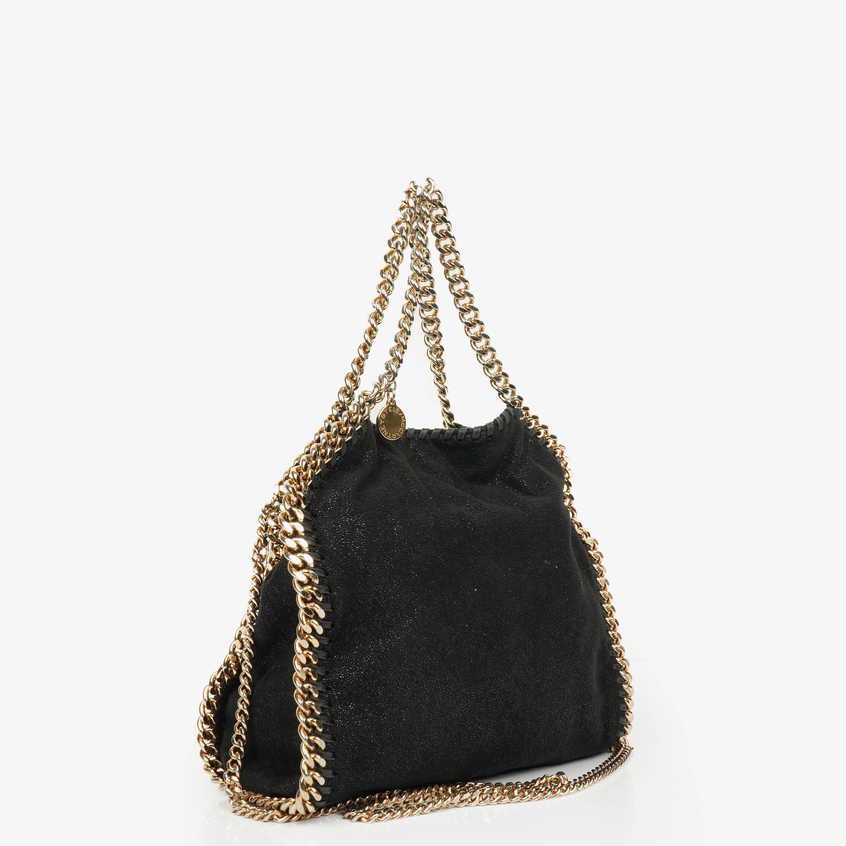 Stella McCartney Falabella Mini Tote Black Vegan Shaggy Deer Fold Over Bag