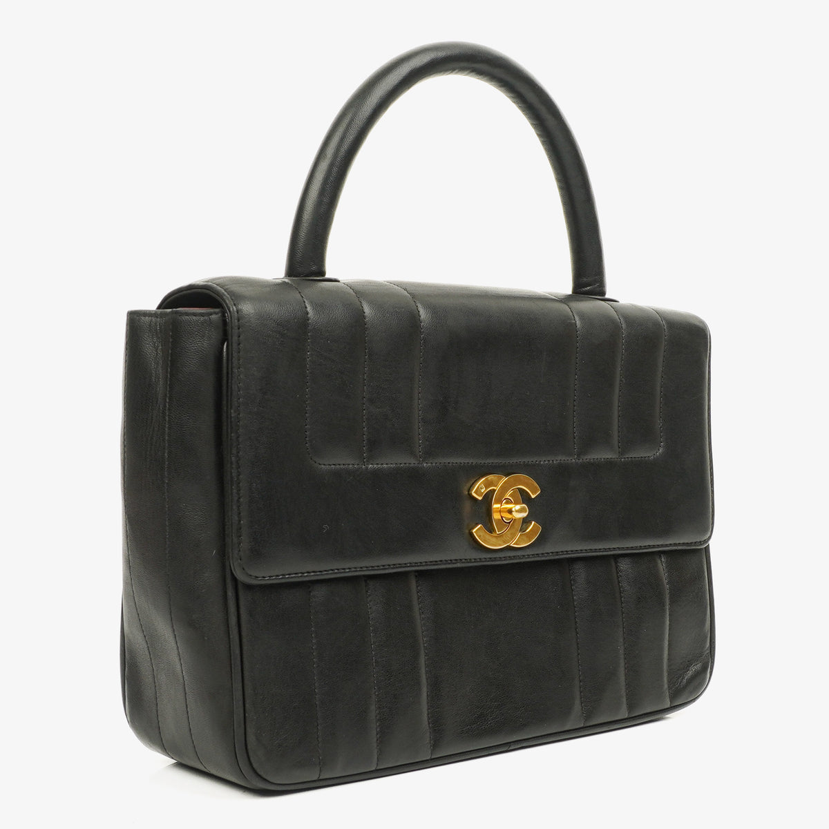 Chanel Black Quilted Lambskin Vertical Kelly Flap Bag