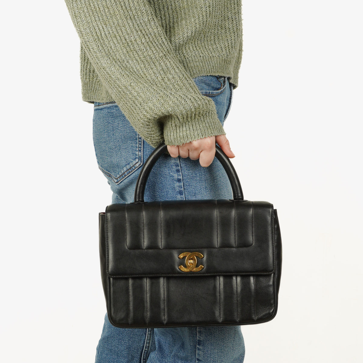 Chanel Black Quilted Lambskin Vertical Kelly Flap Bag