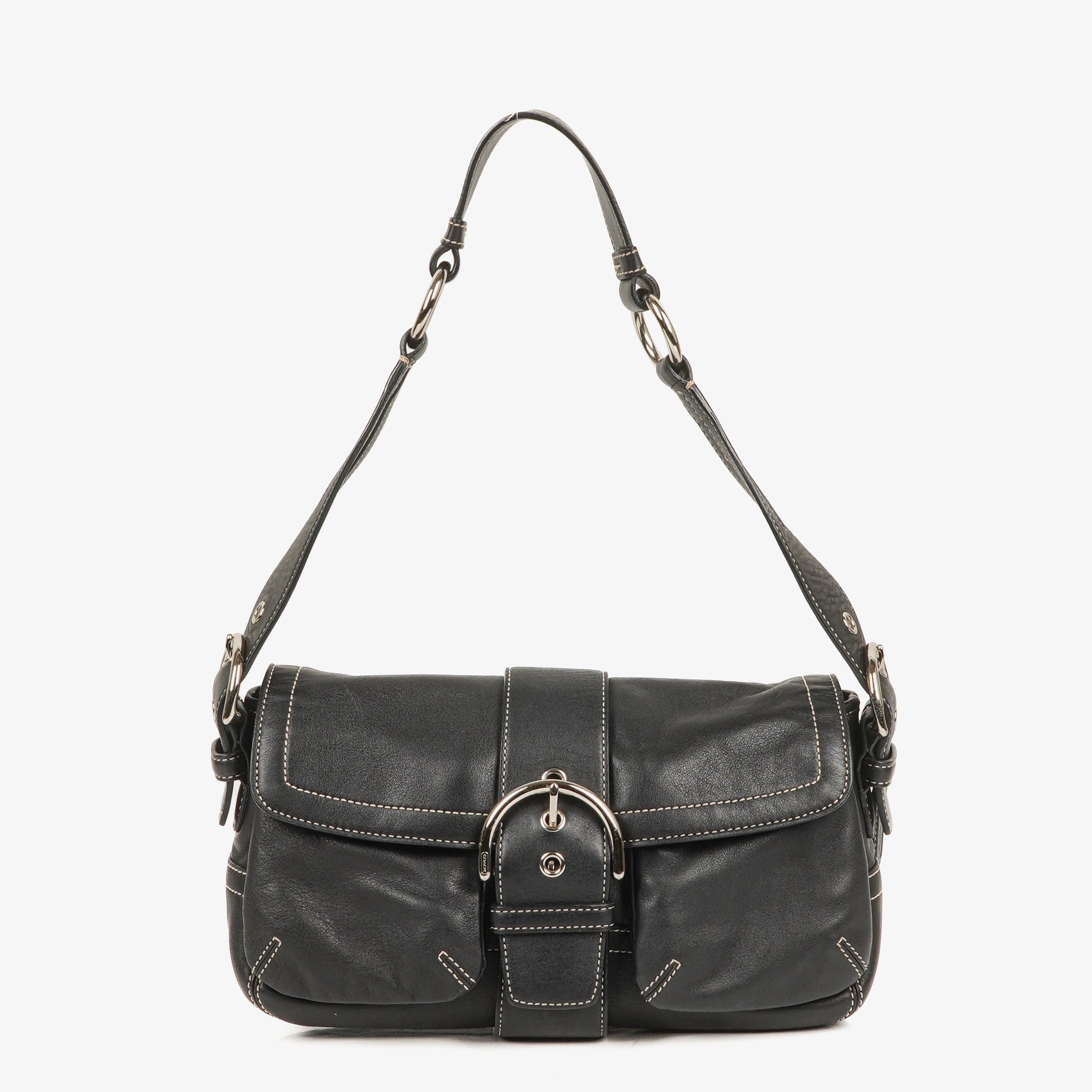 Coach Black Leather Soho Buckle Flap Bag