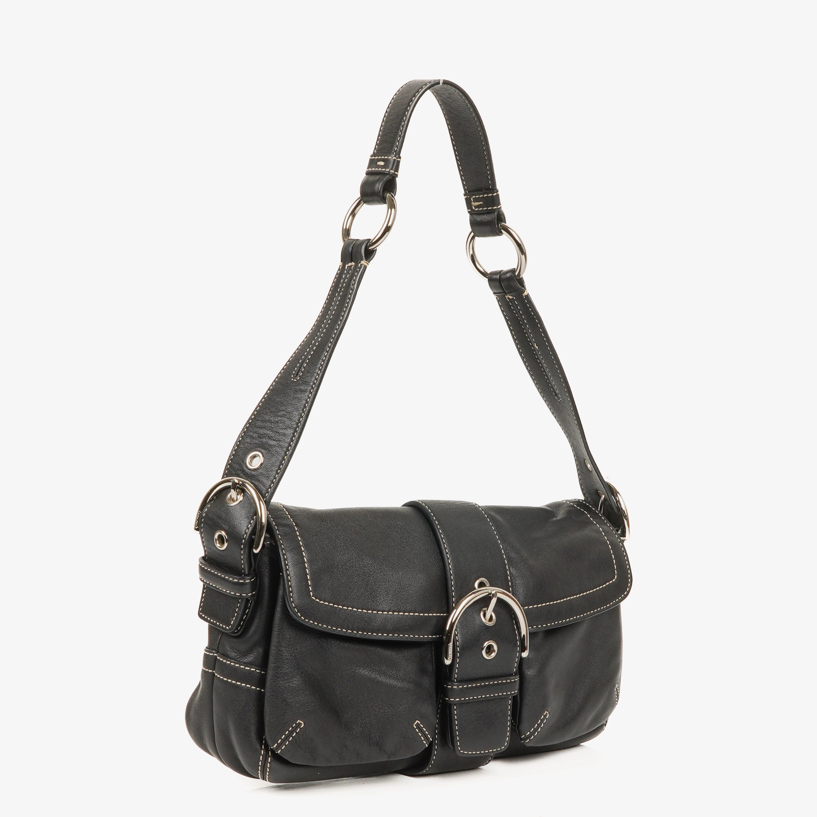 Coach Black Leather Soho Buckle Flap Bag