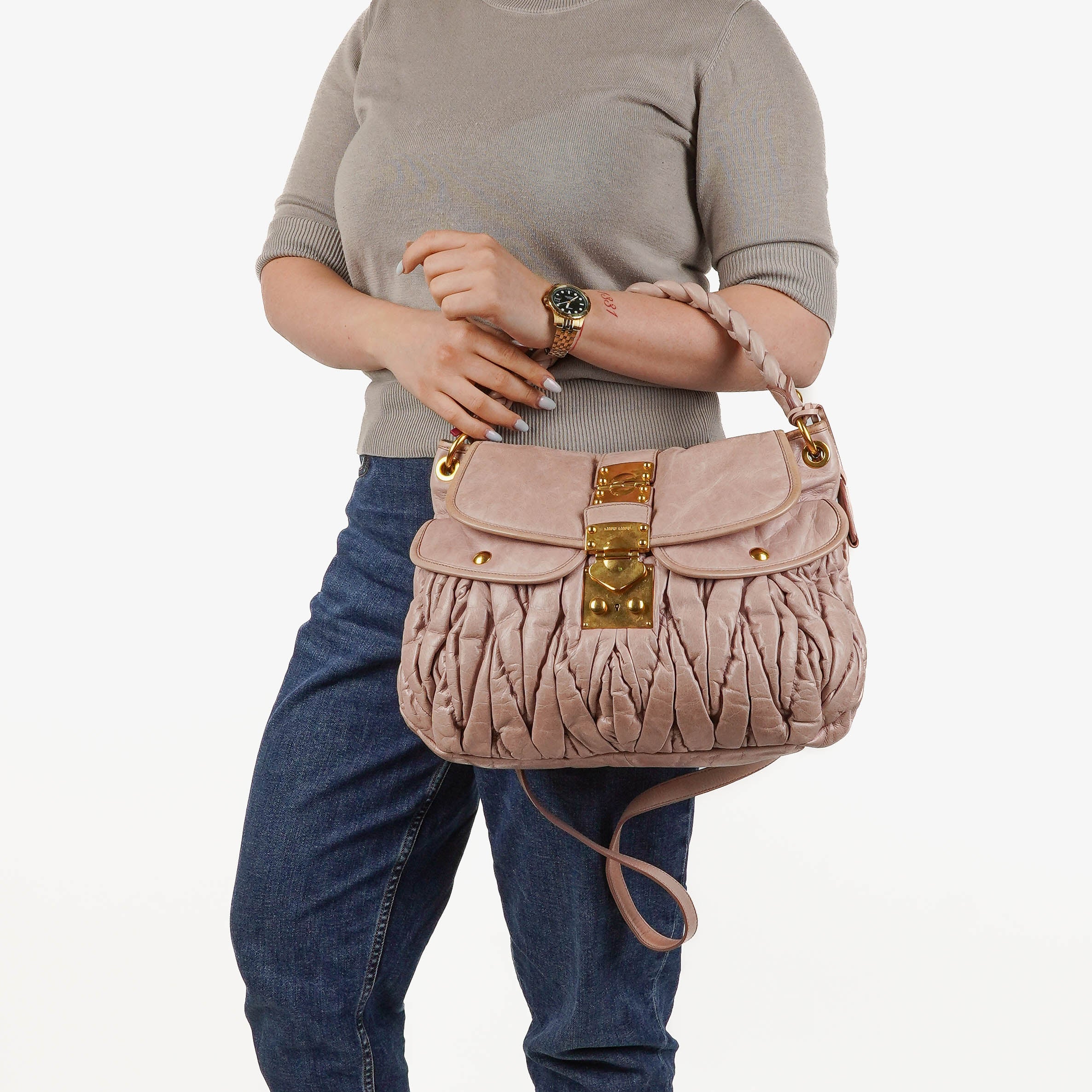 Miu Miu Matelasse Leather Tote Bag