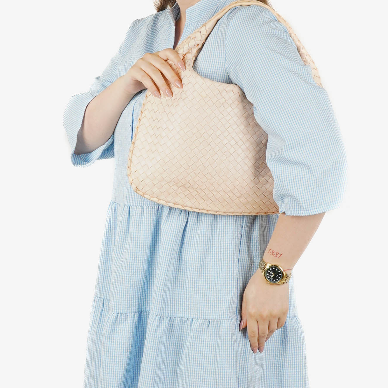 Bottega Veneta Nappa Intrecciato Neutral Medium Veneta Hobo Bag