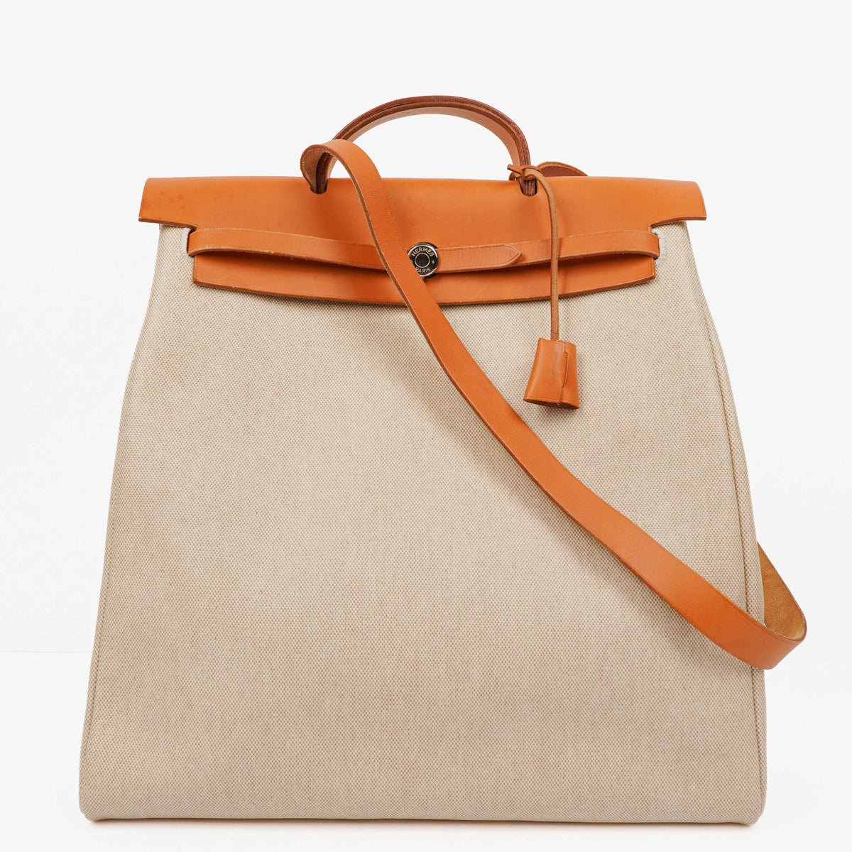 Hermes Herbag Natural Toile Vache Hunter MM 2 In 1 Bag