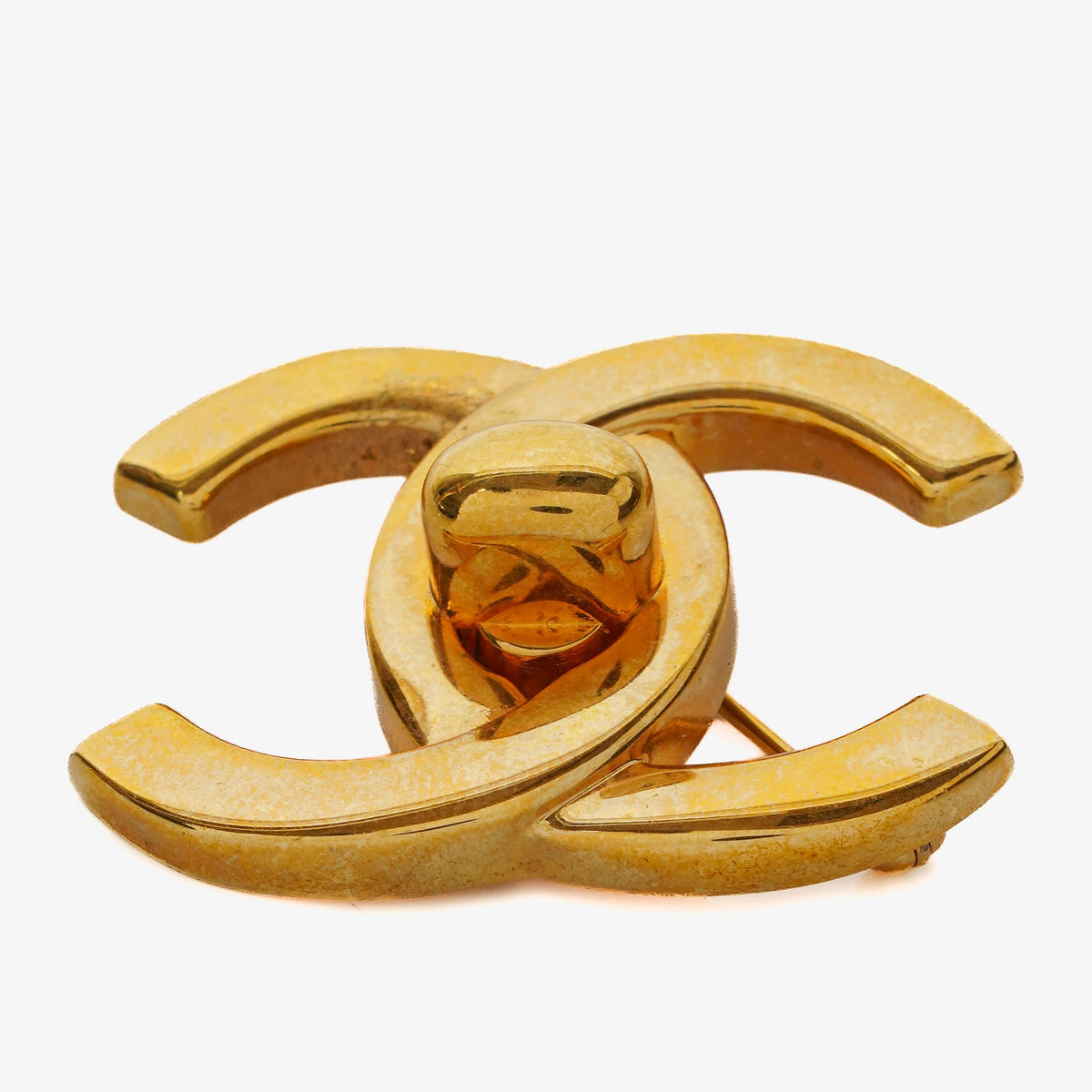 Chanel CC Turn-Lock Gold-Tone Brooch