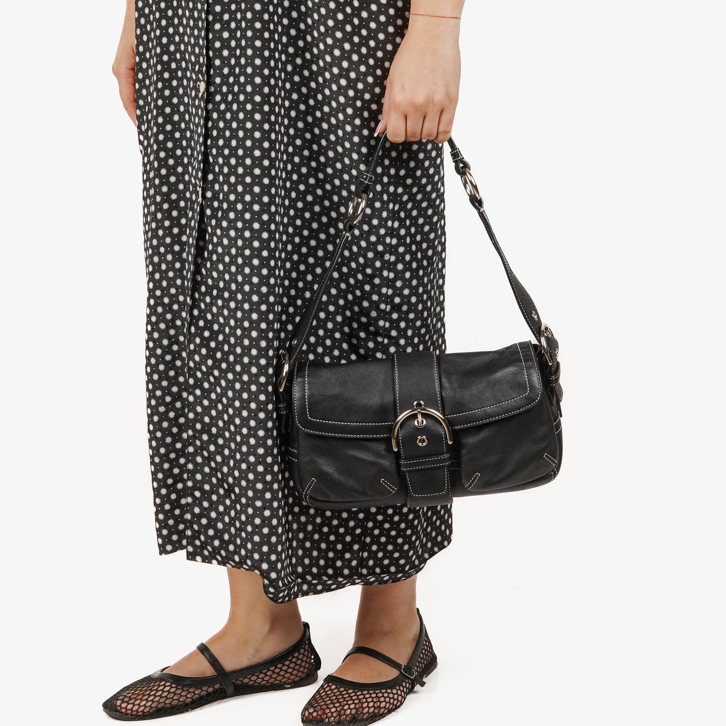 Coach Black Leather Soho Buckle Flap Bag
