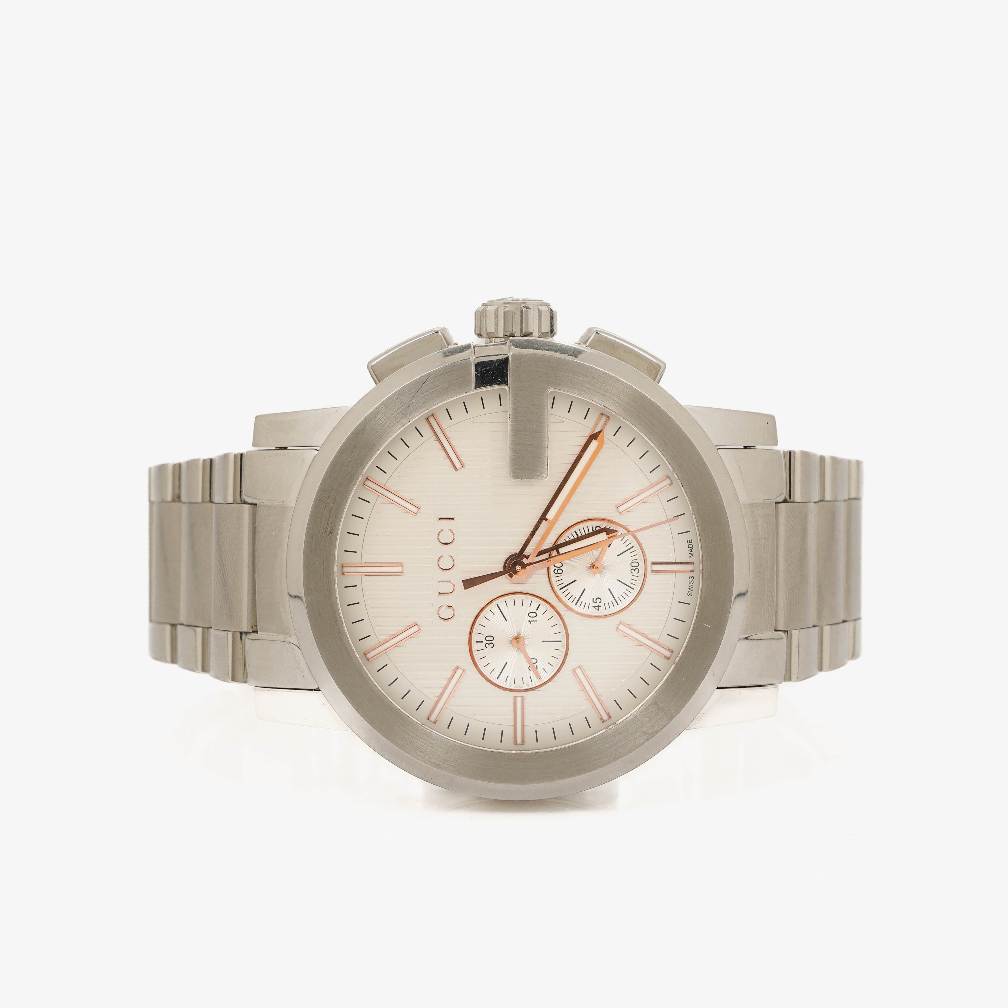 Gucci G-Chrono Stainless Steel 44mm Quartz Watch Silver