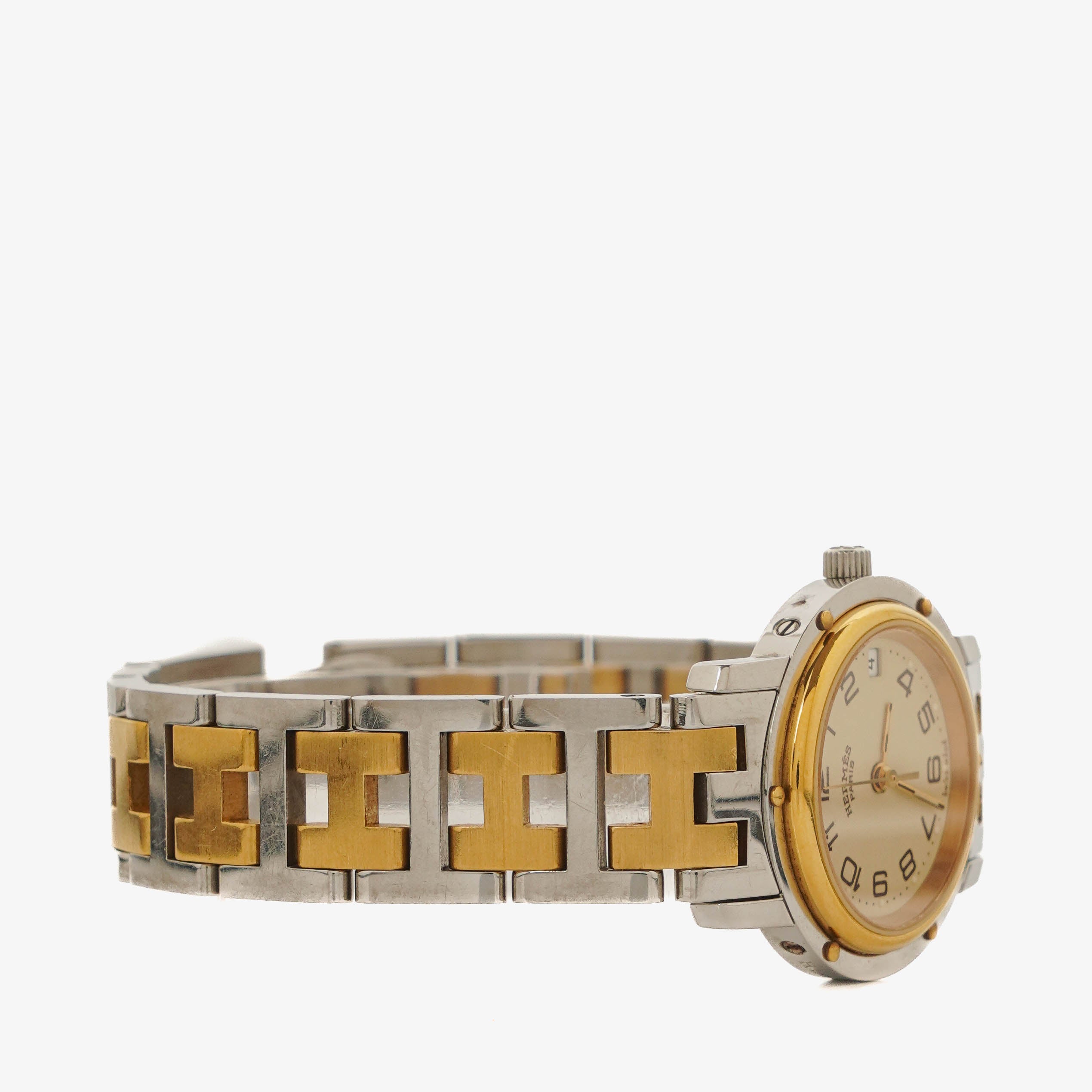 Hermes Clipper Quartz Watch Two- Tone Stainless Steel 