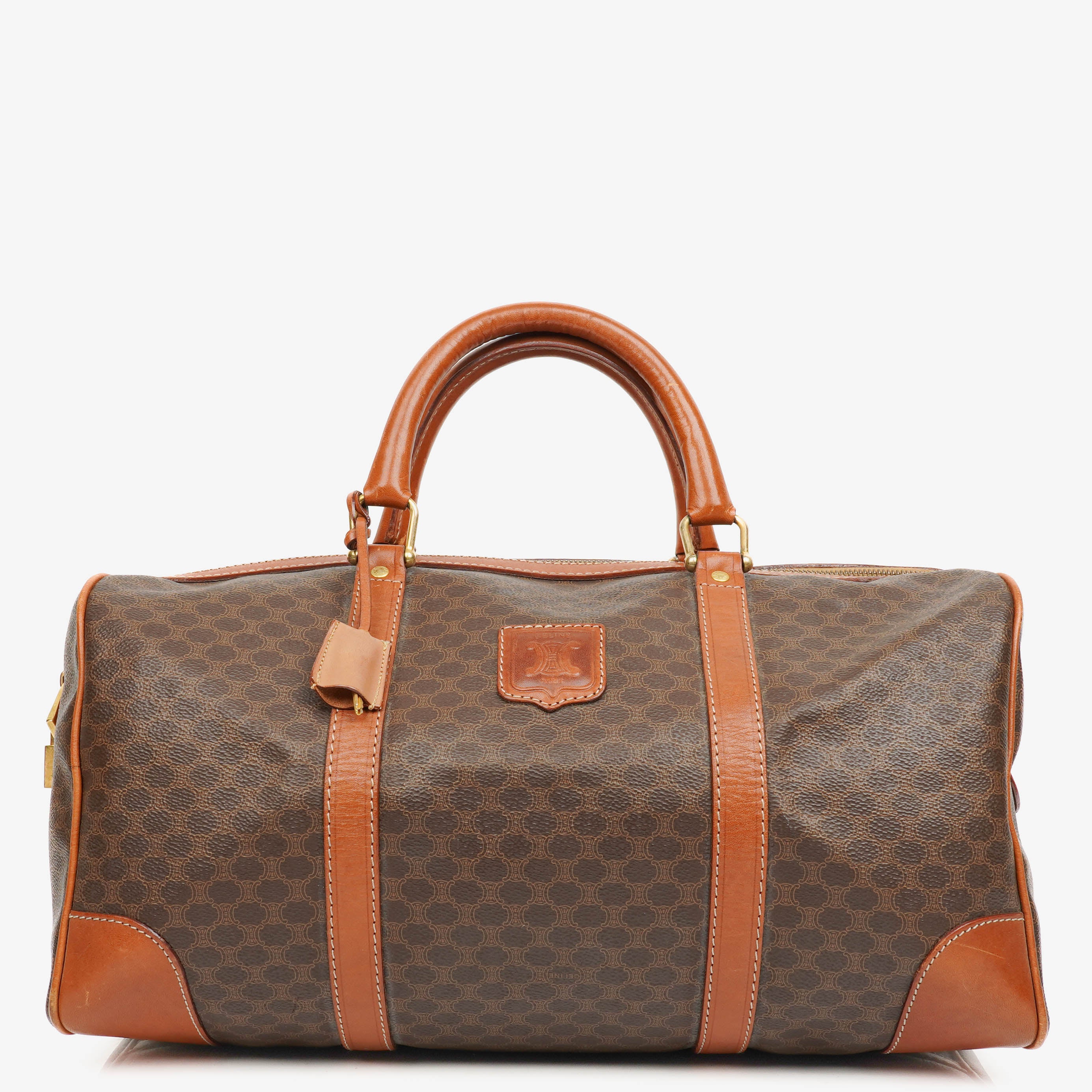Celine Vintage Macadam Triomphe Brown Travel Bag
