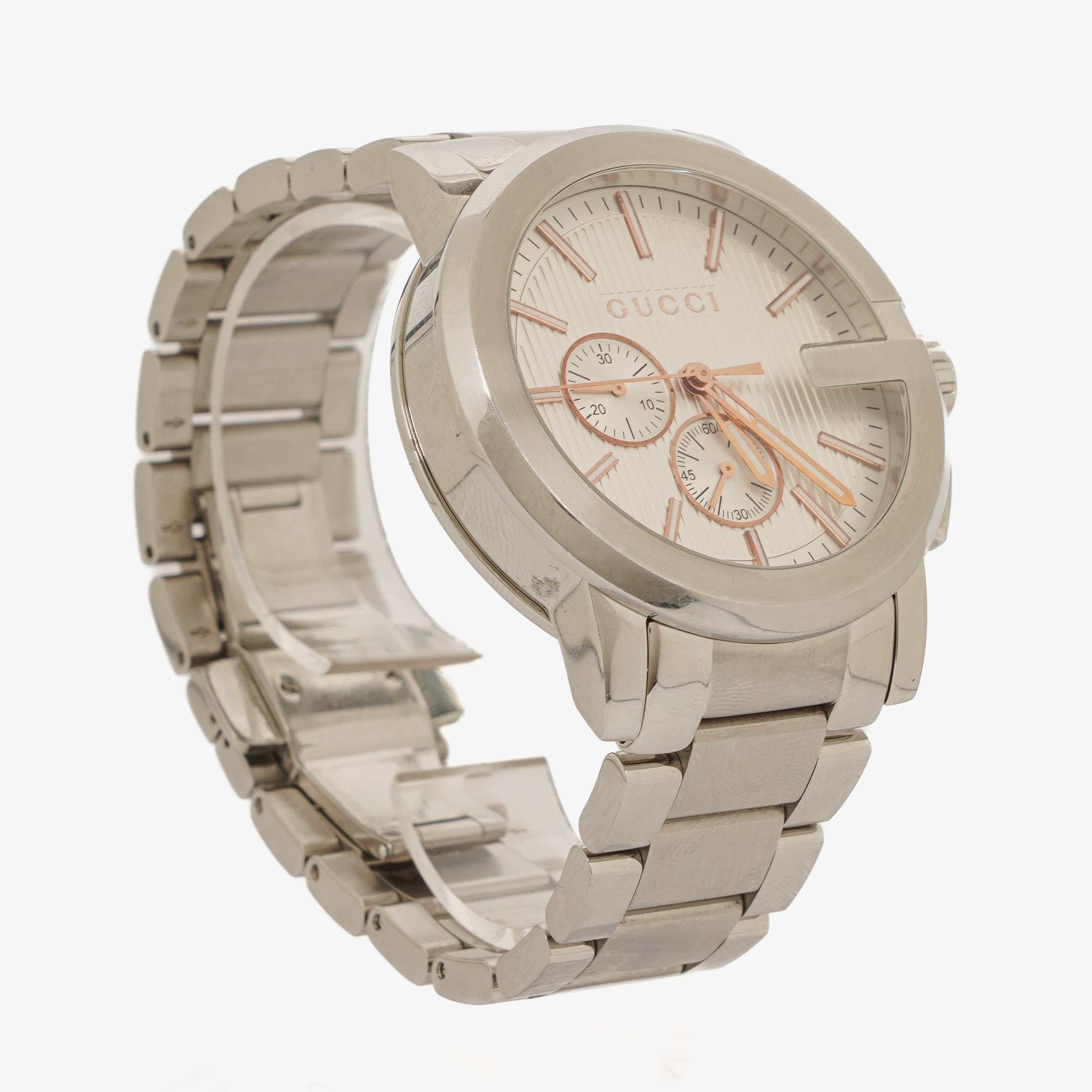 Gucci G-Chrono Stainless Steel 44mm Quartz Watch Silver
