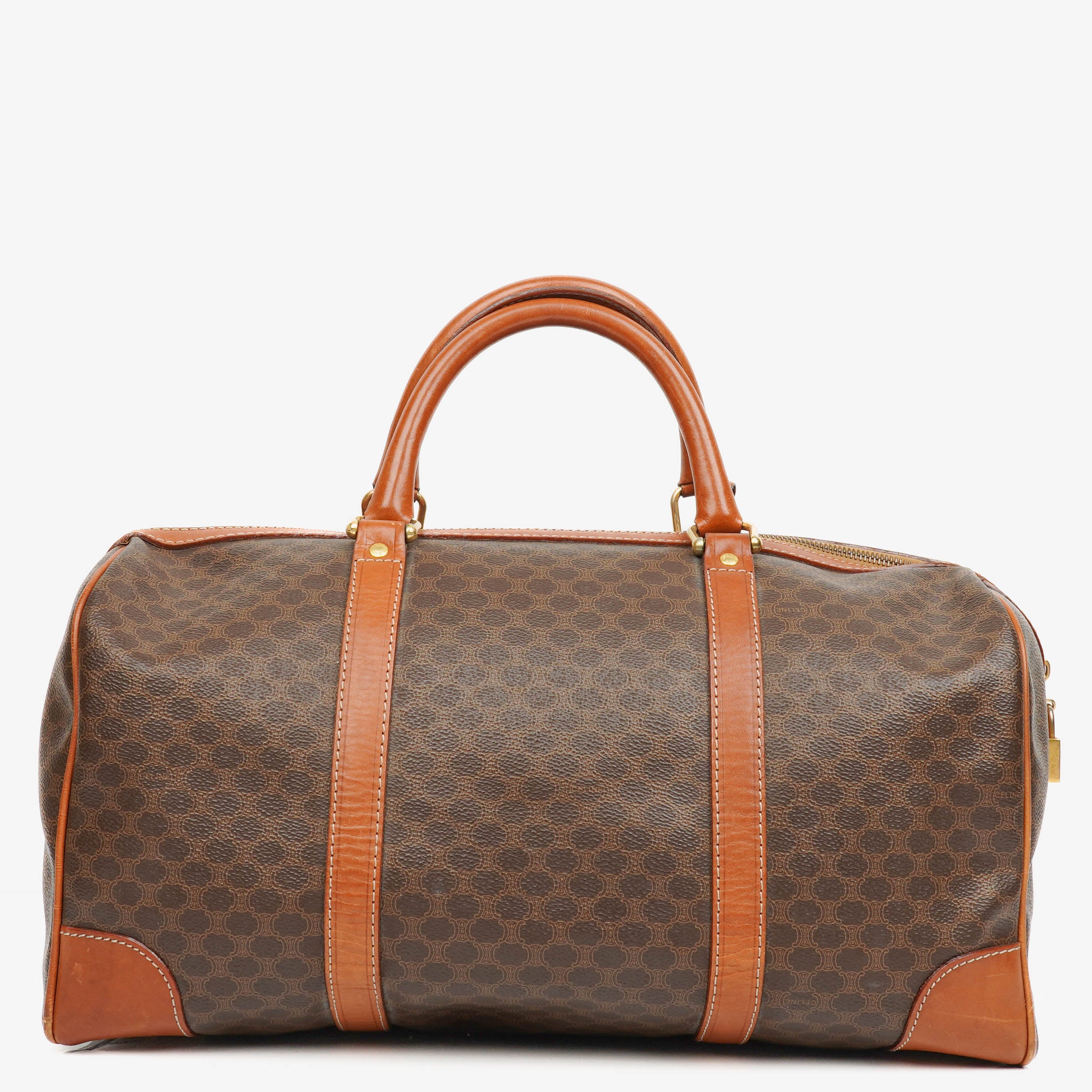Celine Vintage Macadam Triomphe Brown Travel Bag
