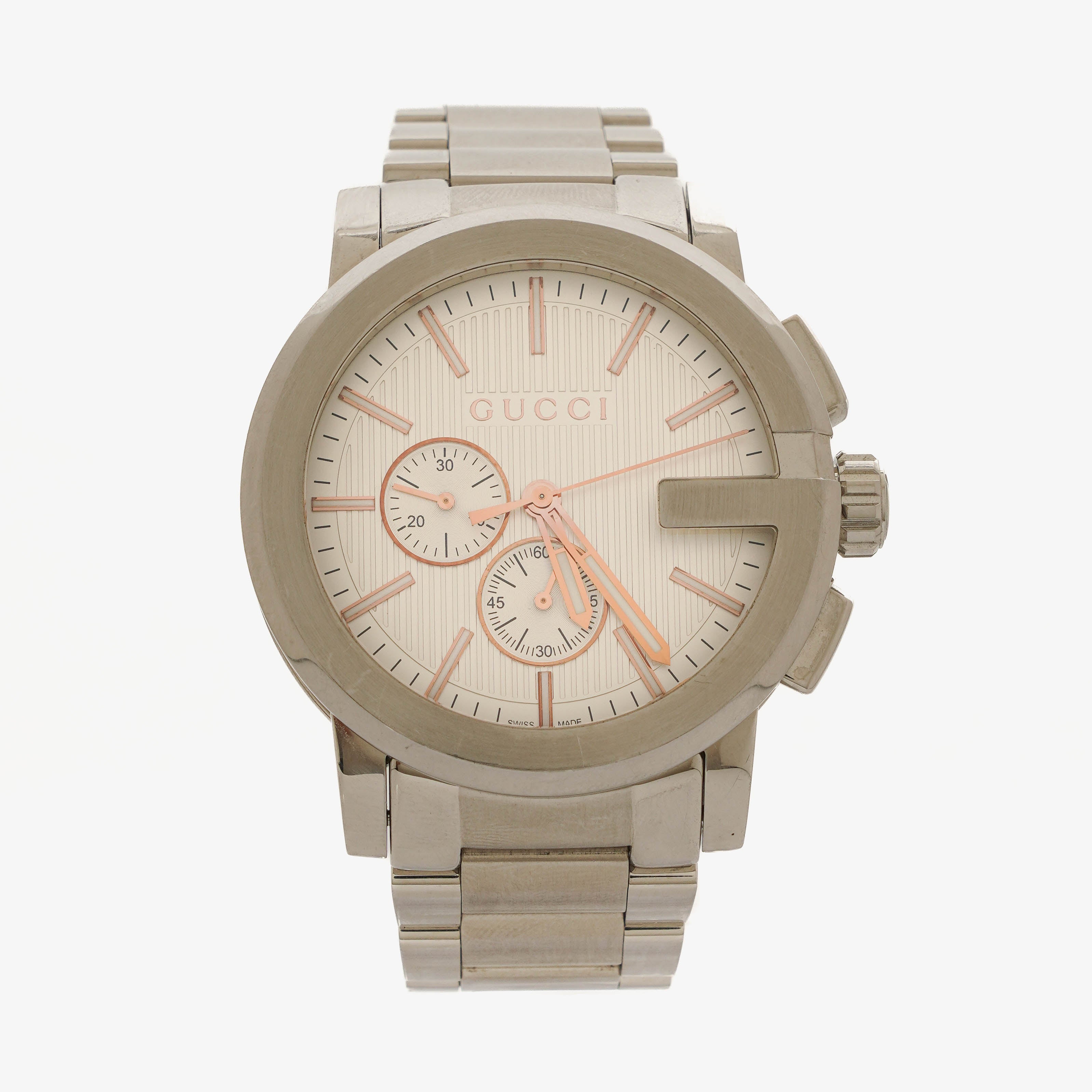 Gucci G-Chrono Stainless Steel 44mm Quartz Watch Silver