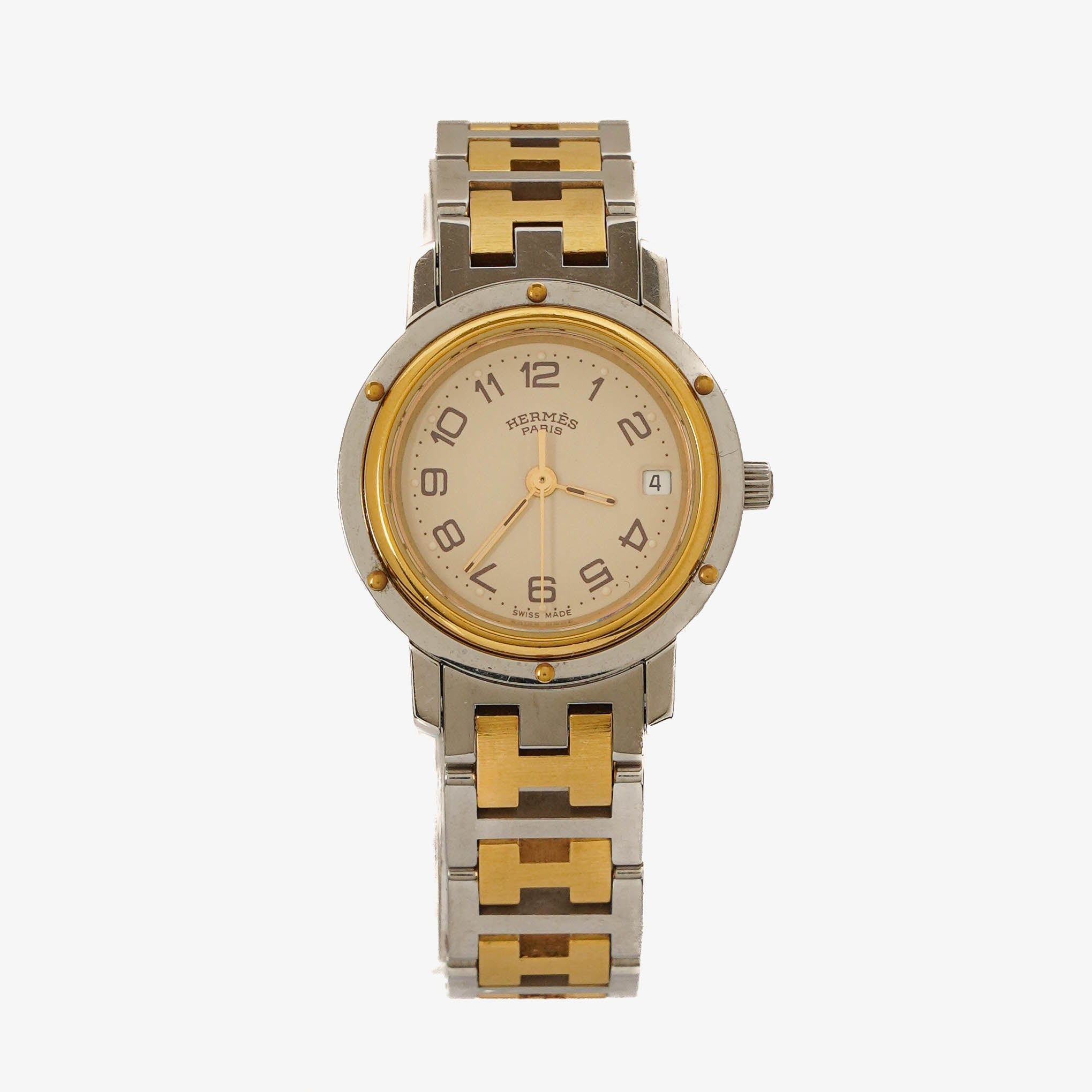 Hermes Clipper Quartz Watch Two- Tone Stainless Steel 