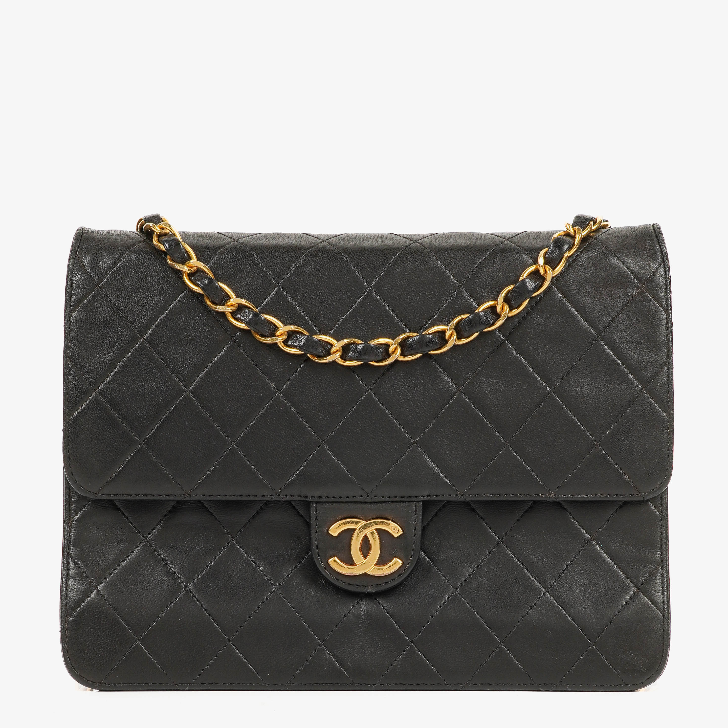 Chanel Small Classic Single Flap Bag Black Quilted Lambskin With 24K Gold-Plated Hardware