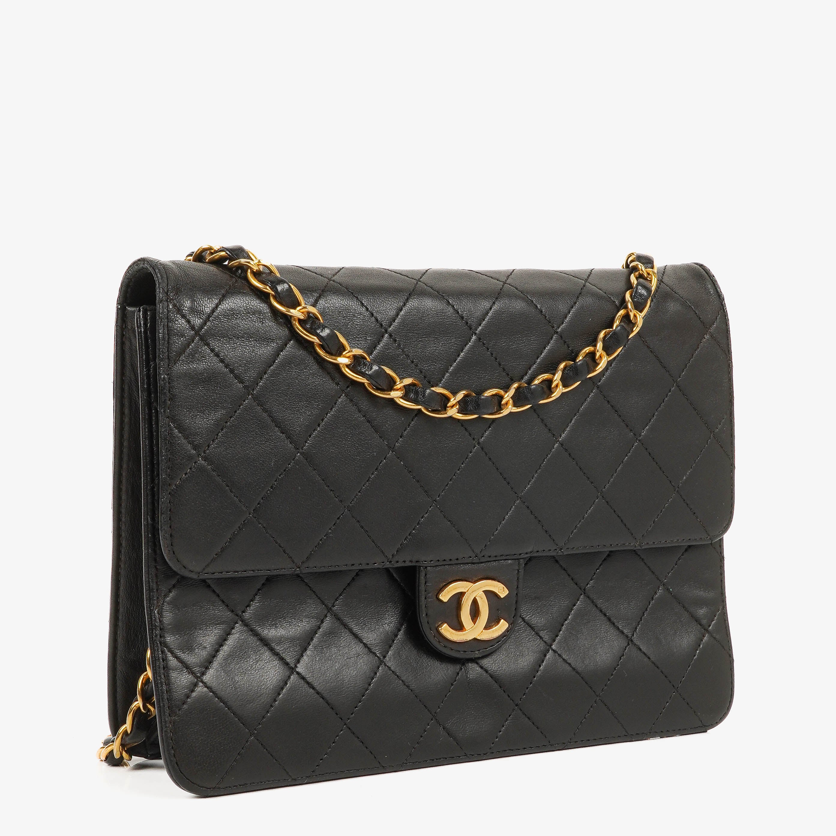 Chanel Small Classic Single Flap Bag Black Quilted Lambskin With 24K Gold-Plated Hardware