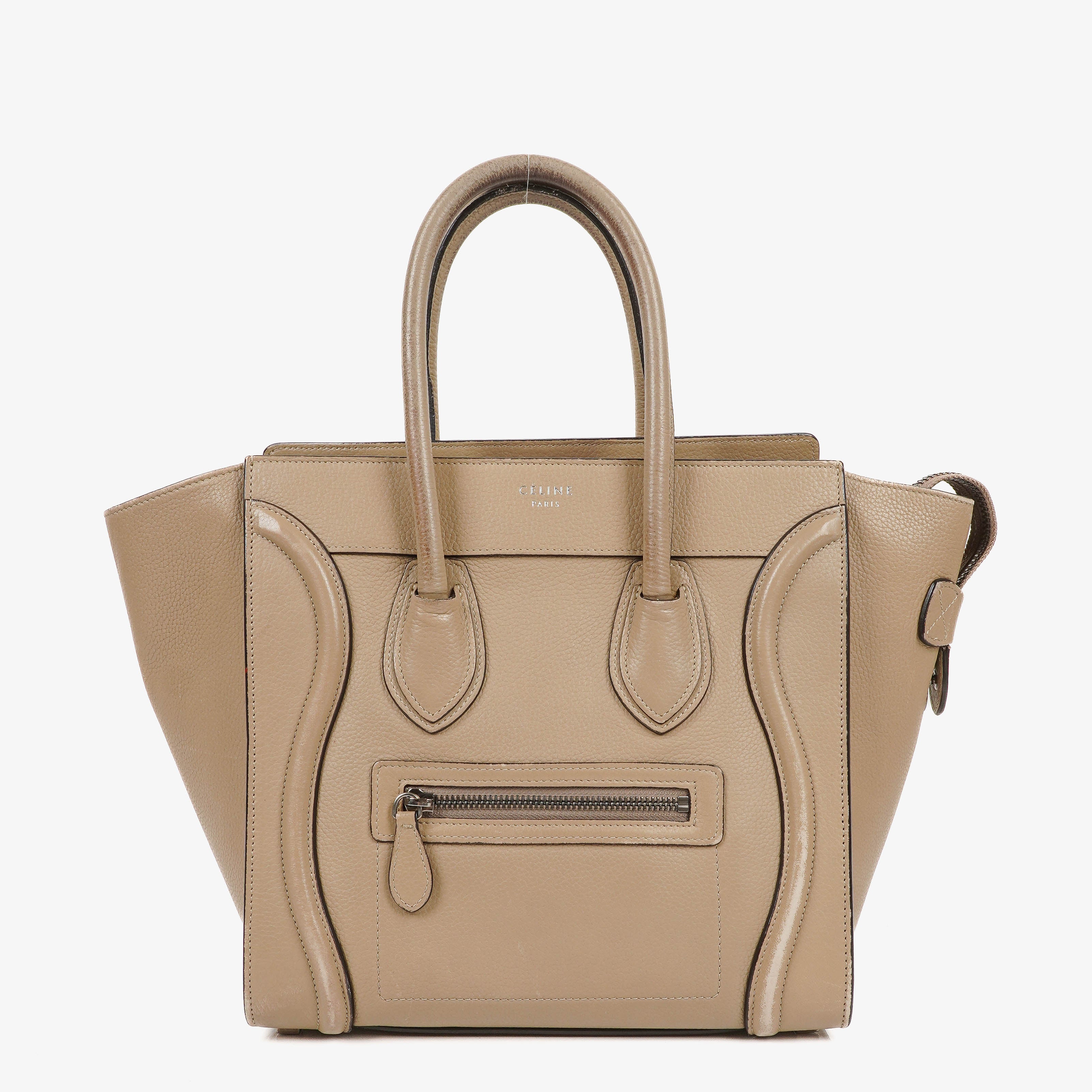 Celine Micro Luggage Leather Beige Tote Bag