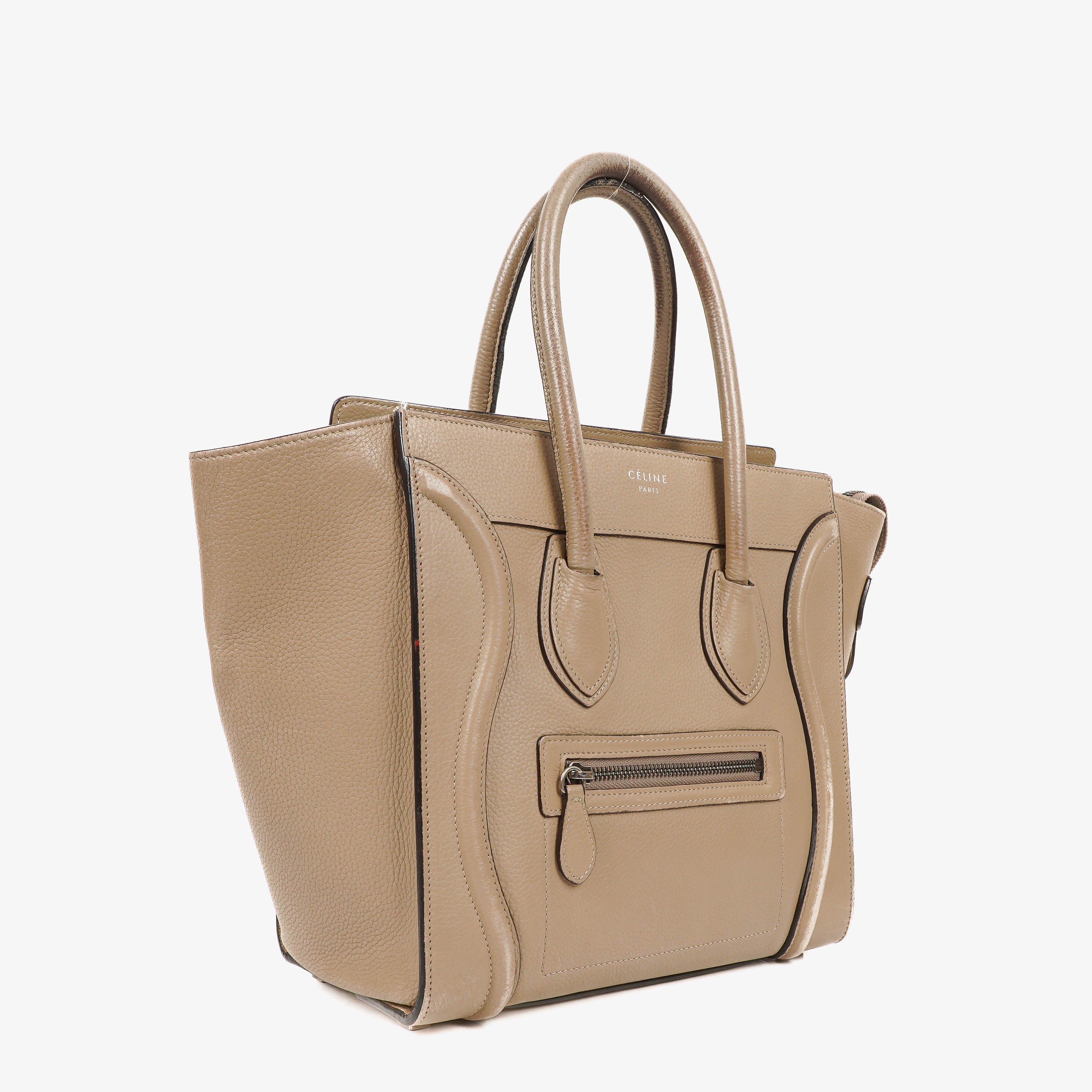 Celine Micro Luggage Leather Beige Tote Bag