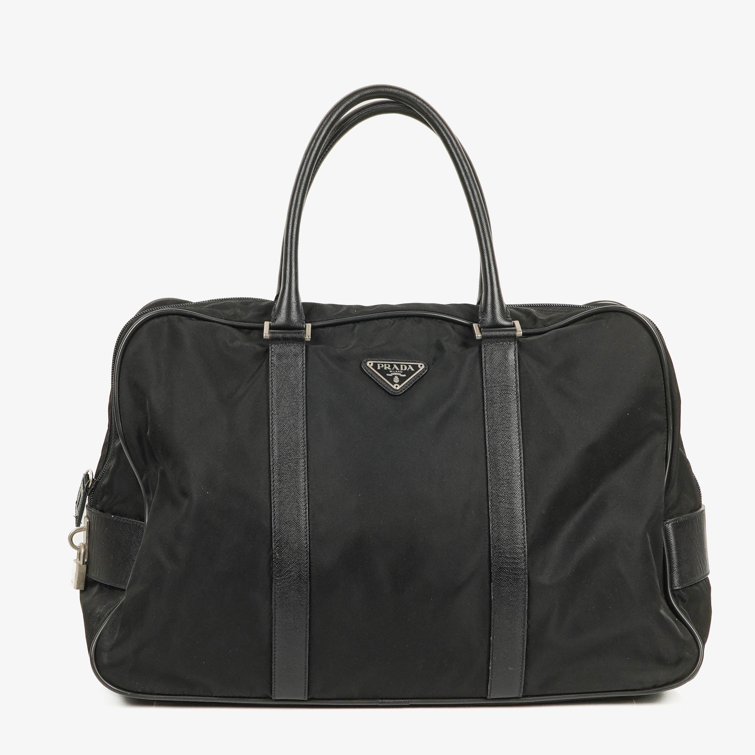 Prada Black Nylon Viaggio Nero Leather Travel Bag
