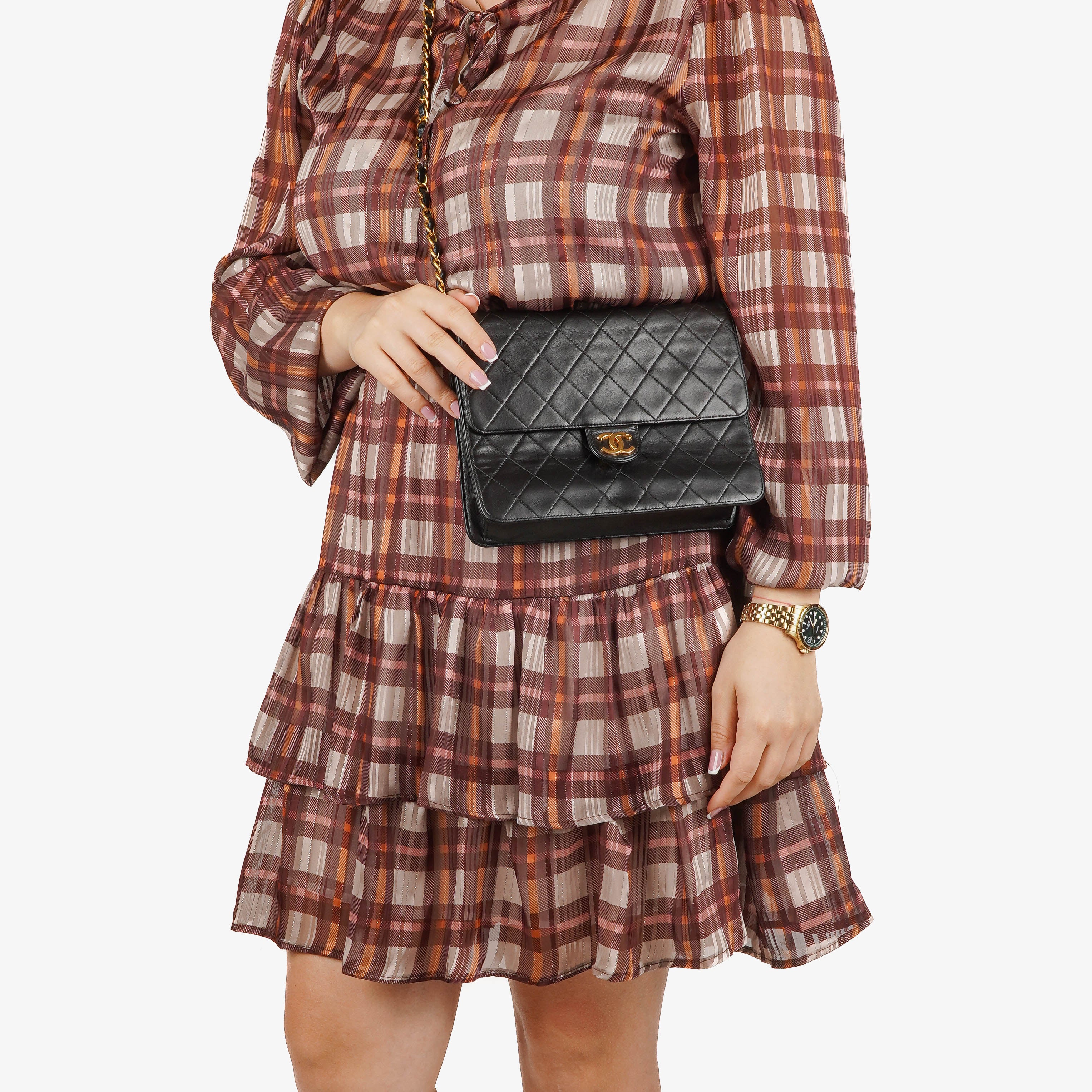 Chanel Small Classic Single Flap Bag Black Quilted Lambskin With 24K Gold-Plated Hardware