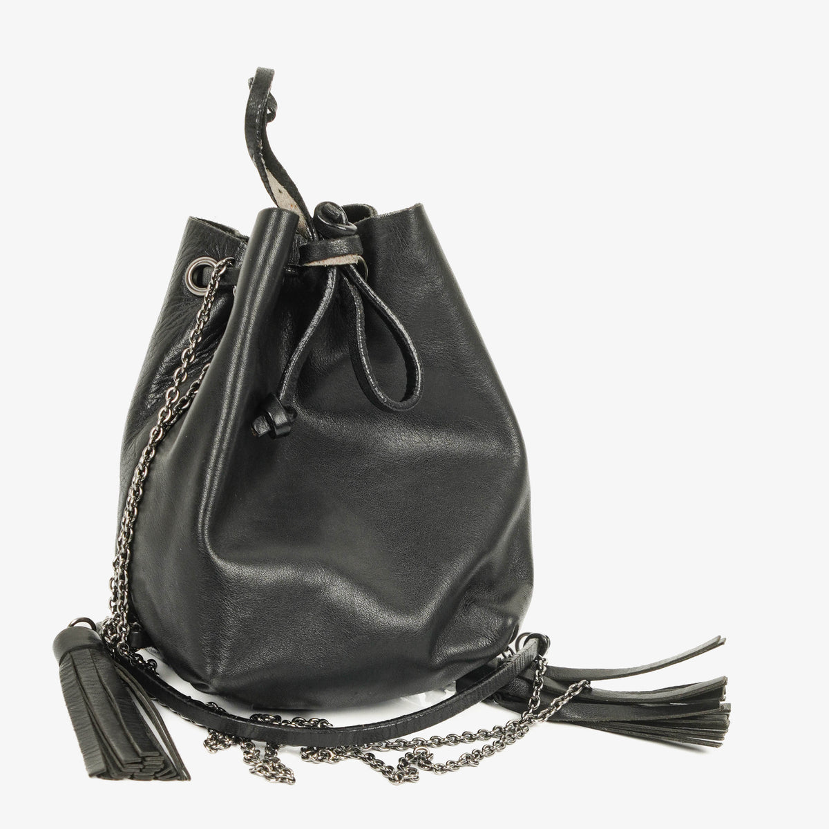 Miu Miu Mini Bucket Black Leather Shoulder Bag
