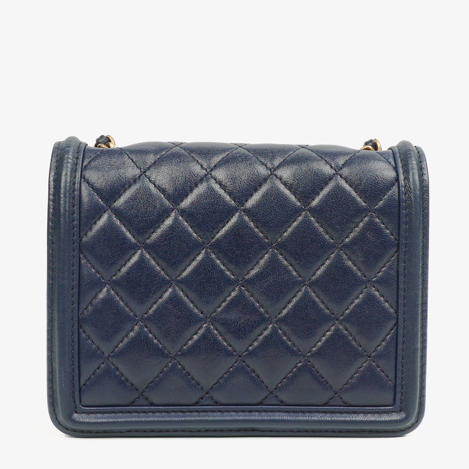 Chanel Marineblau gesteppter Lammleder mit Nieten Boy Brick Flap Tasche