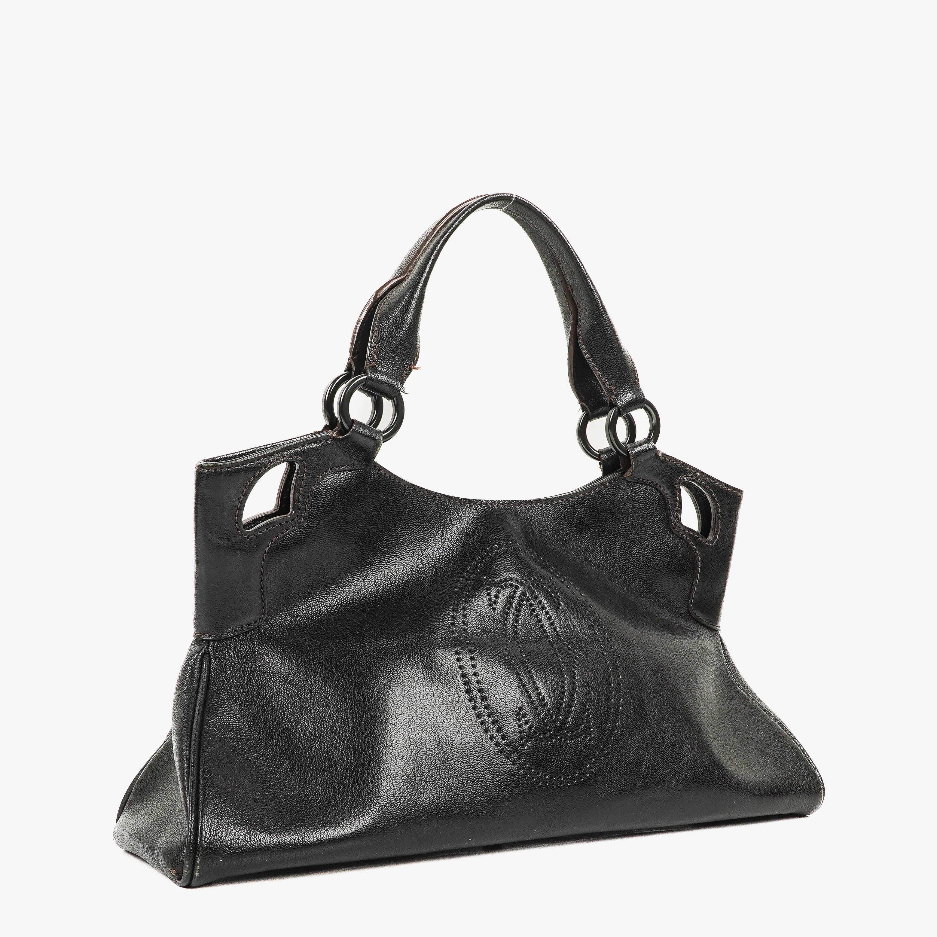 Cartier Marcello de Cartier Pebbled Leather Handle Bag 