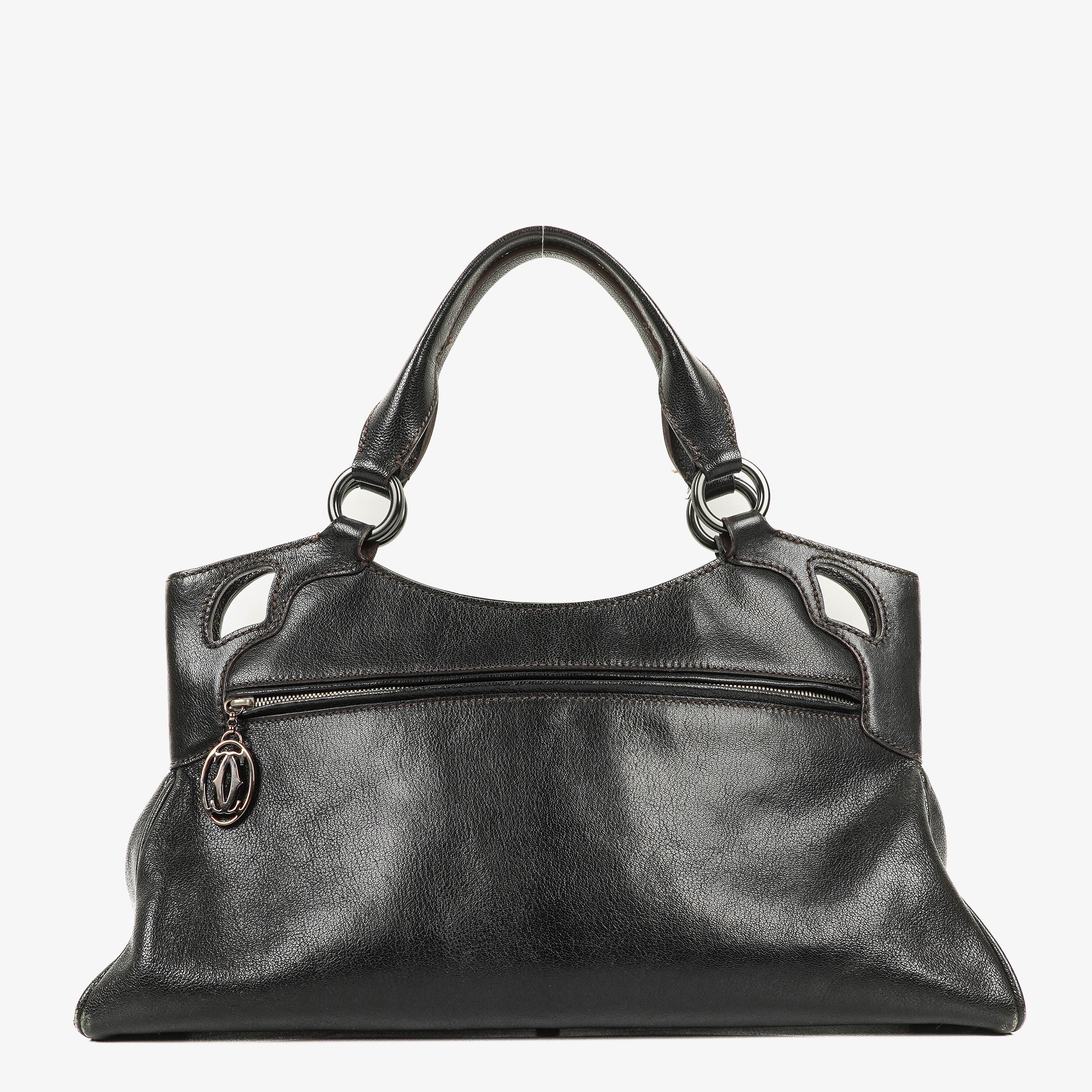 Cartier Marcello de Cartier Pebbled Leather Handle Bag 