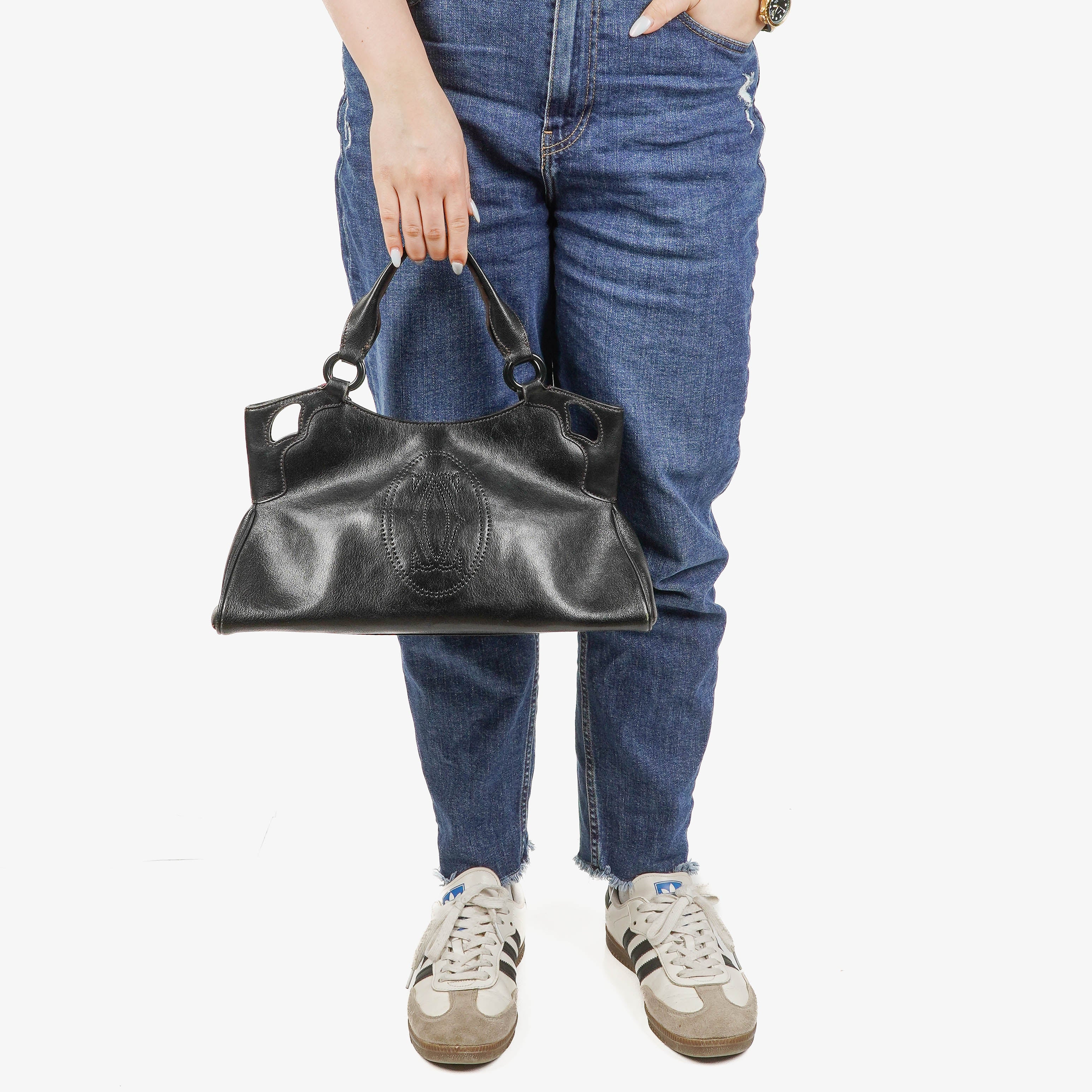Cartier Marcello de Cartier Pebbled Leather Handle Bag 