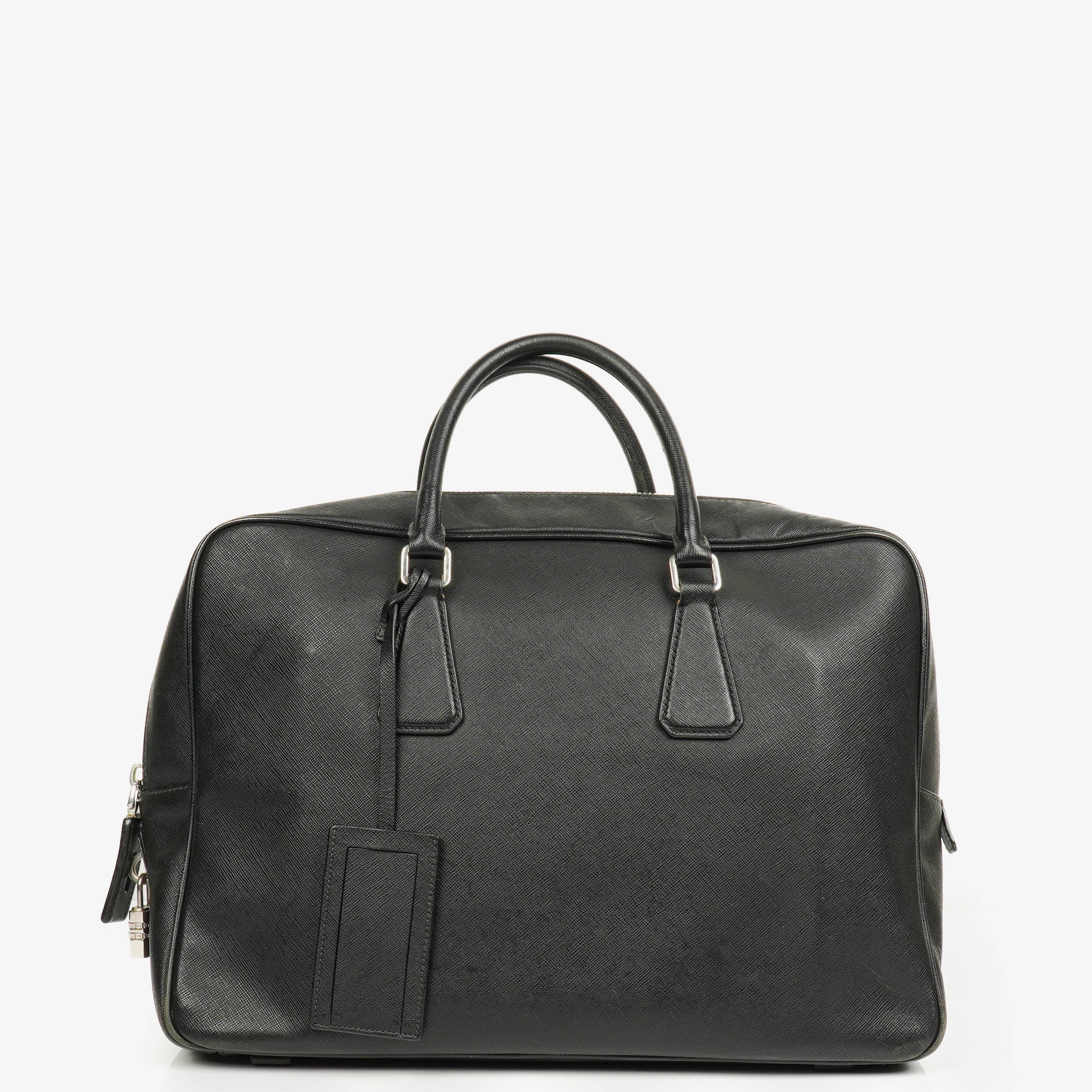 Prada Schwarze Leder Saffiano Aktentasche