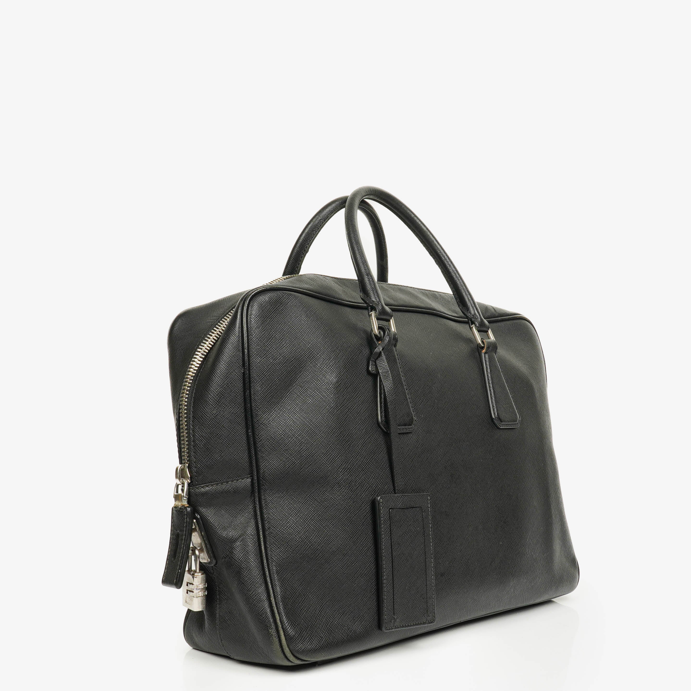 Prada Schwarze Leder Saffiano Aktentasche