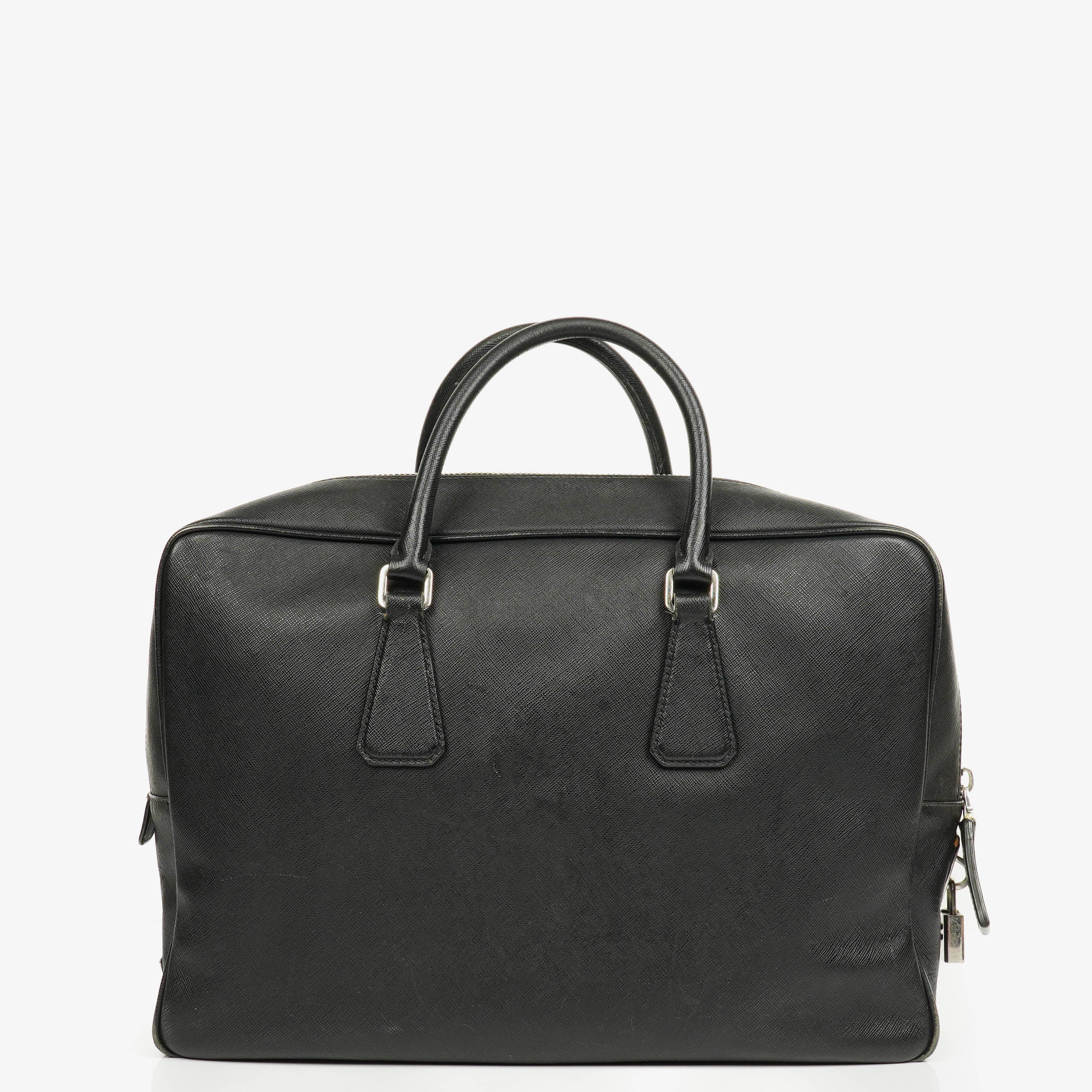 Prada Schwarze Leder Saffiano Aktentasche