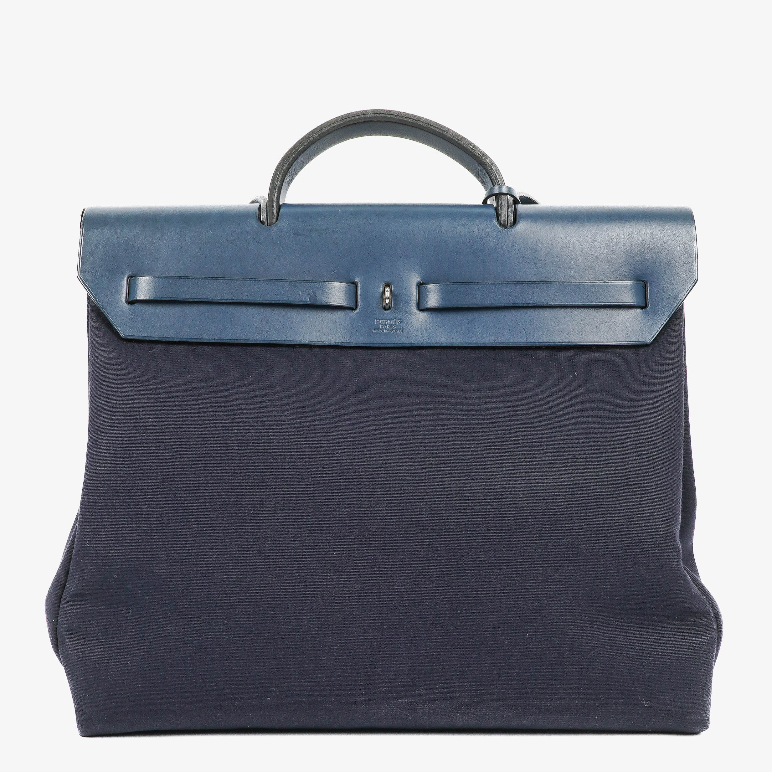 Hermes Herbag Navy Canvas Vache Hunter MM 2 In 1 Bag
