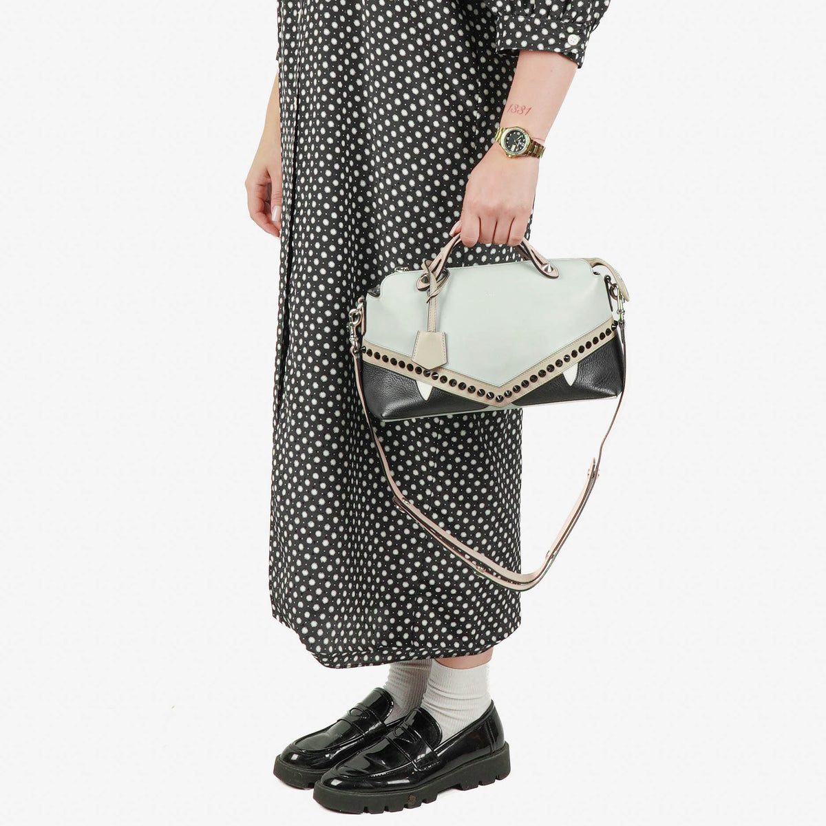 Fendi Multicolour Pearl Grey/Cloud Leather Monster By The Way Bag