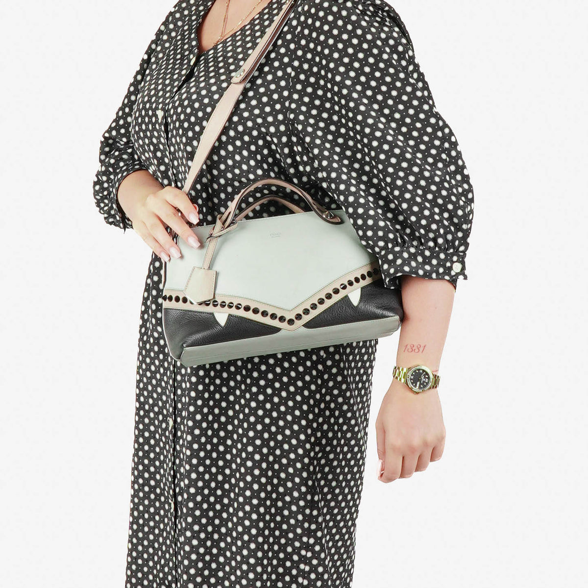 Fendi Multicolour Pearl Grey/Cloud Leather Monster By The Way Bag