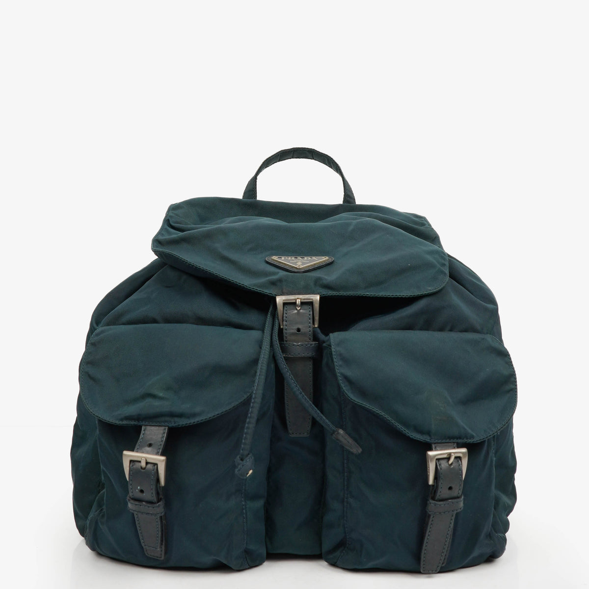 Prada Navy Tessuto Nylon Medium Twin Pockets Drawstring Backpack
