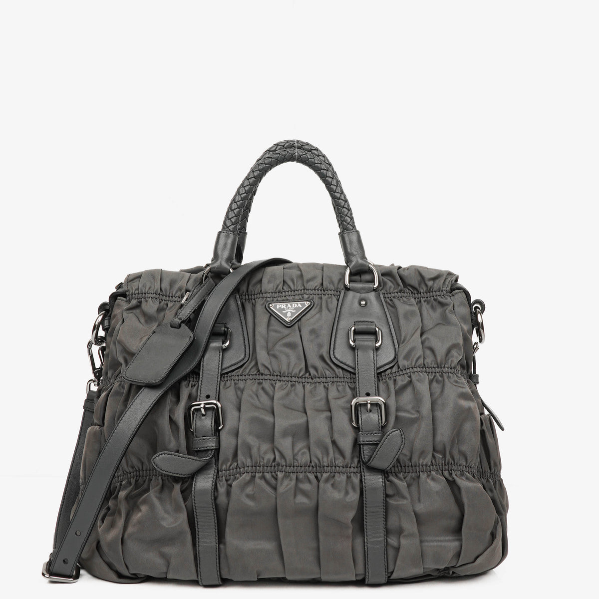 Prada Grey Tessuto Gaufre Nylon Bag